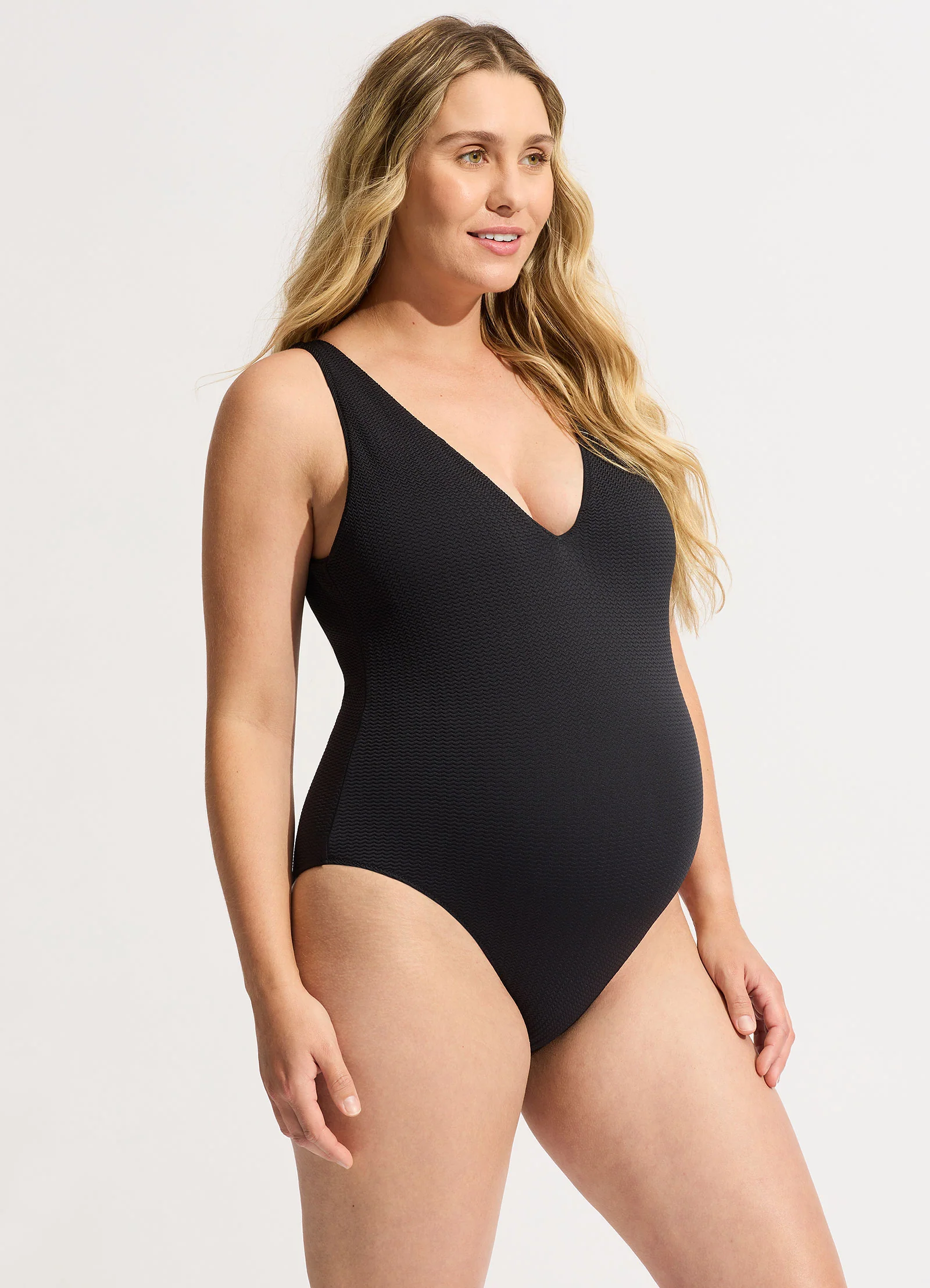 Sea Dive Deep V Neck One Piece - Black - Image 3