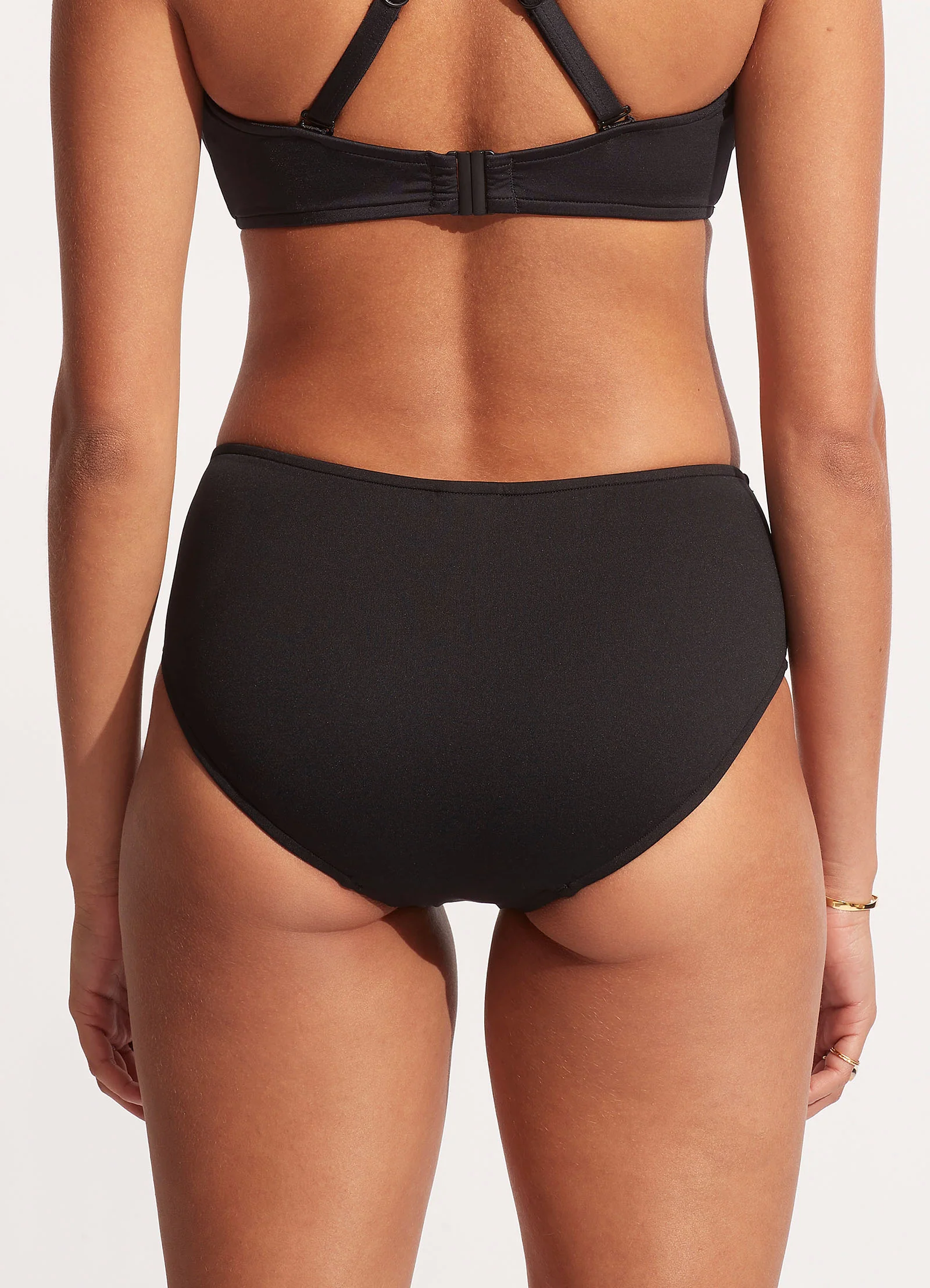 Seafolly Collective Gathered Front Retro Bikini Bottom - Black - Image 5