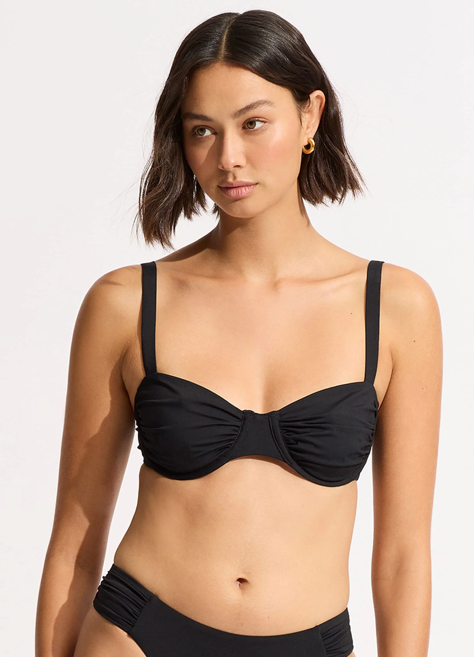 Seafolly Collective Ruched Underwire Bikini Top - Black - Image 3