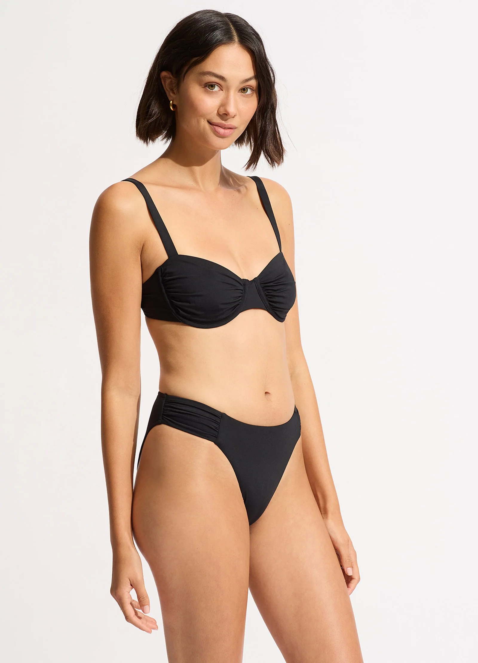 Seafolly Collective Ruched Underwire Bikini Top - Black - Image 4