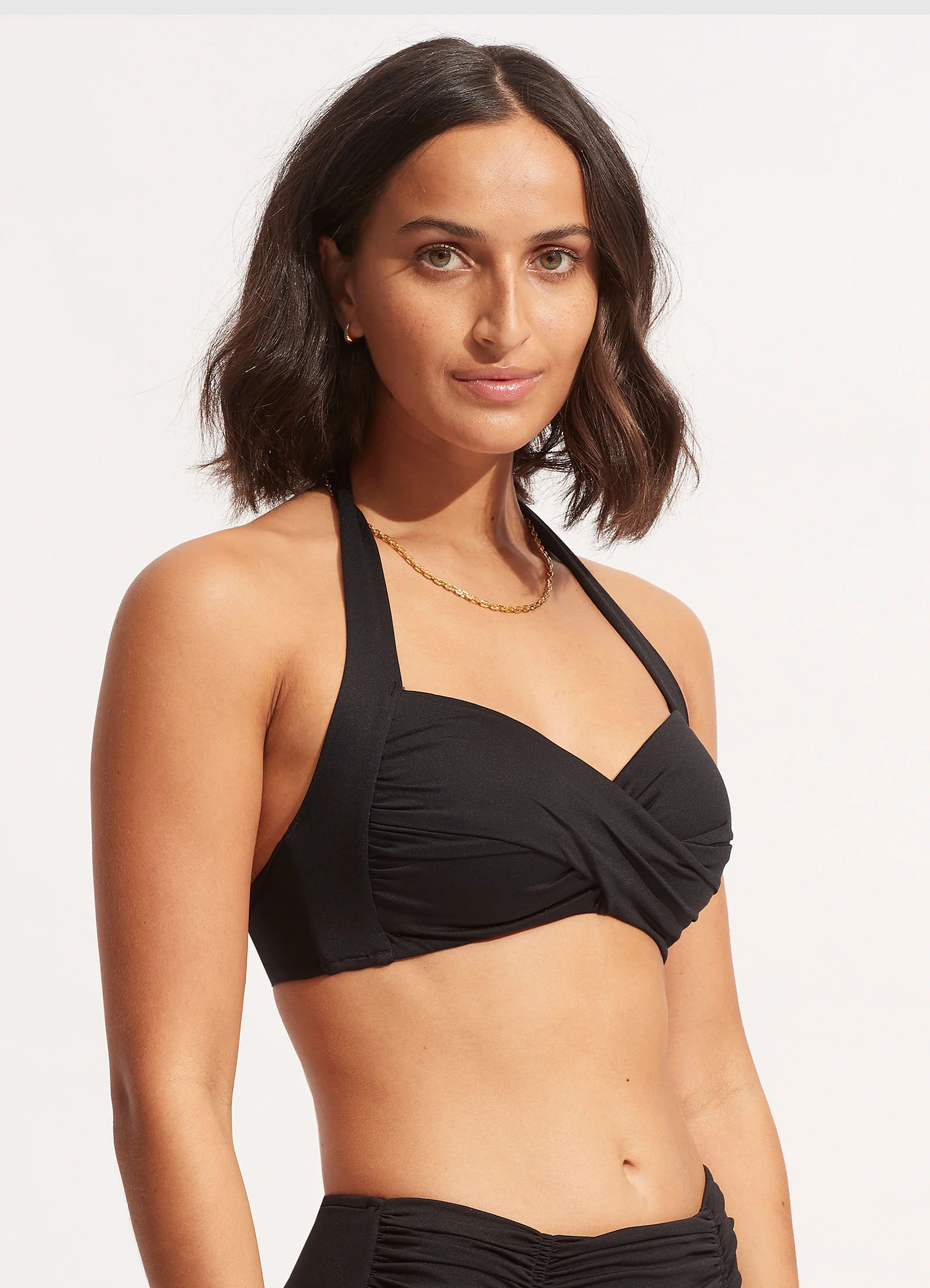 Seafolly Collective Twist Halter Bikini Top - Black - Image 3