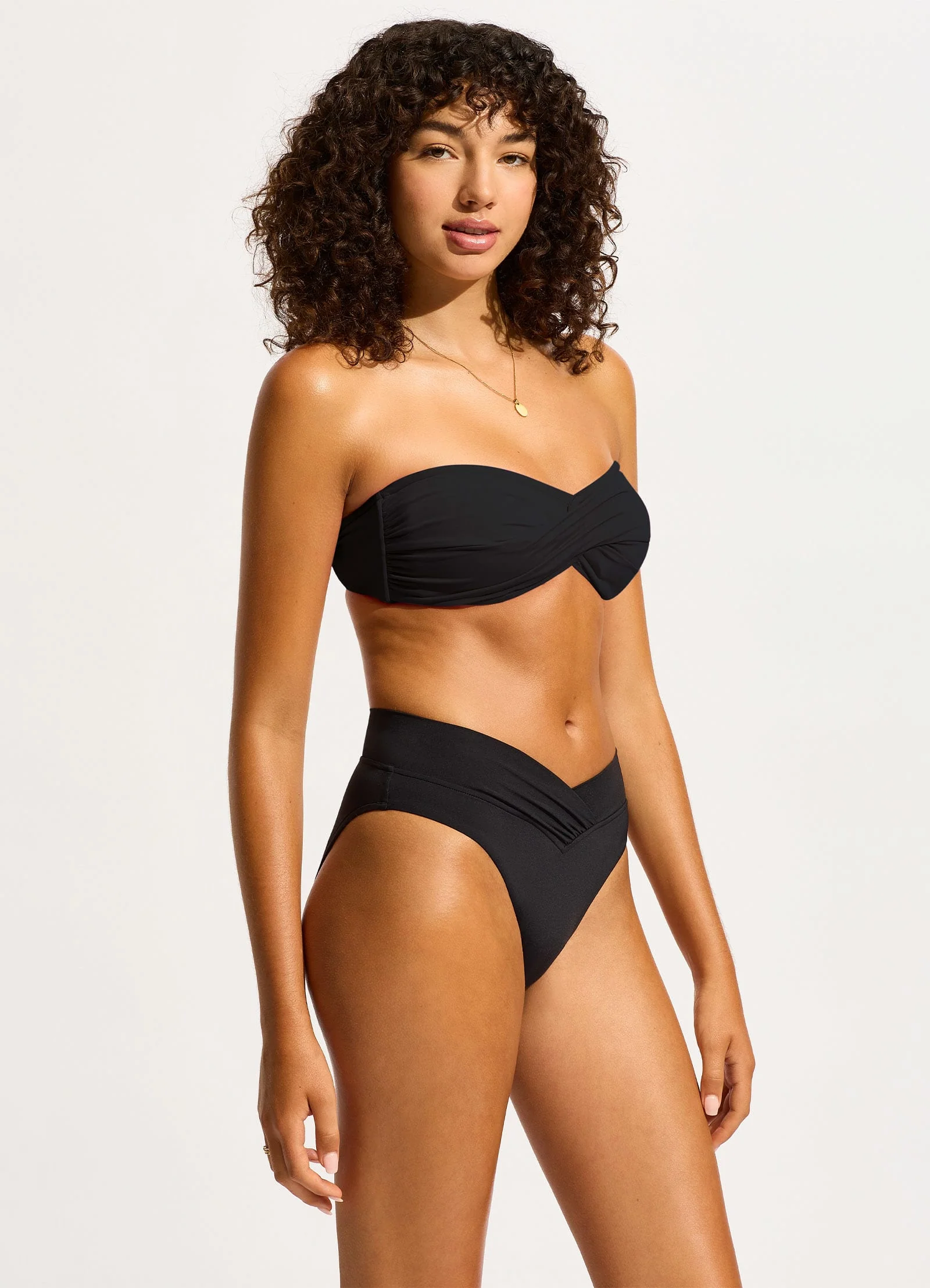 Seafolly Collective V Front High Cut Bikini Bottom - Black - Image 3