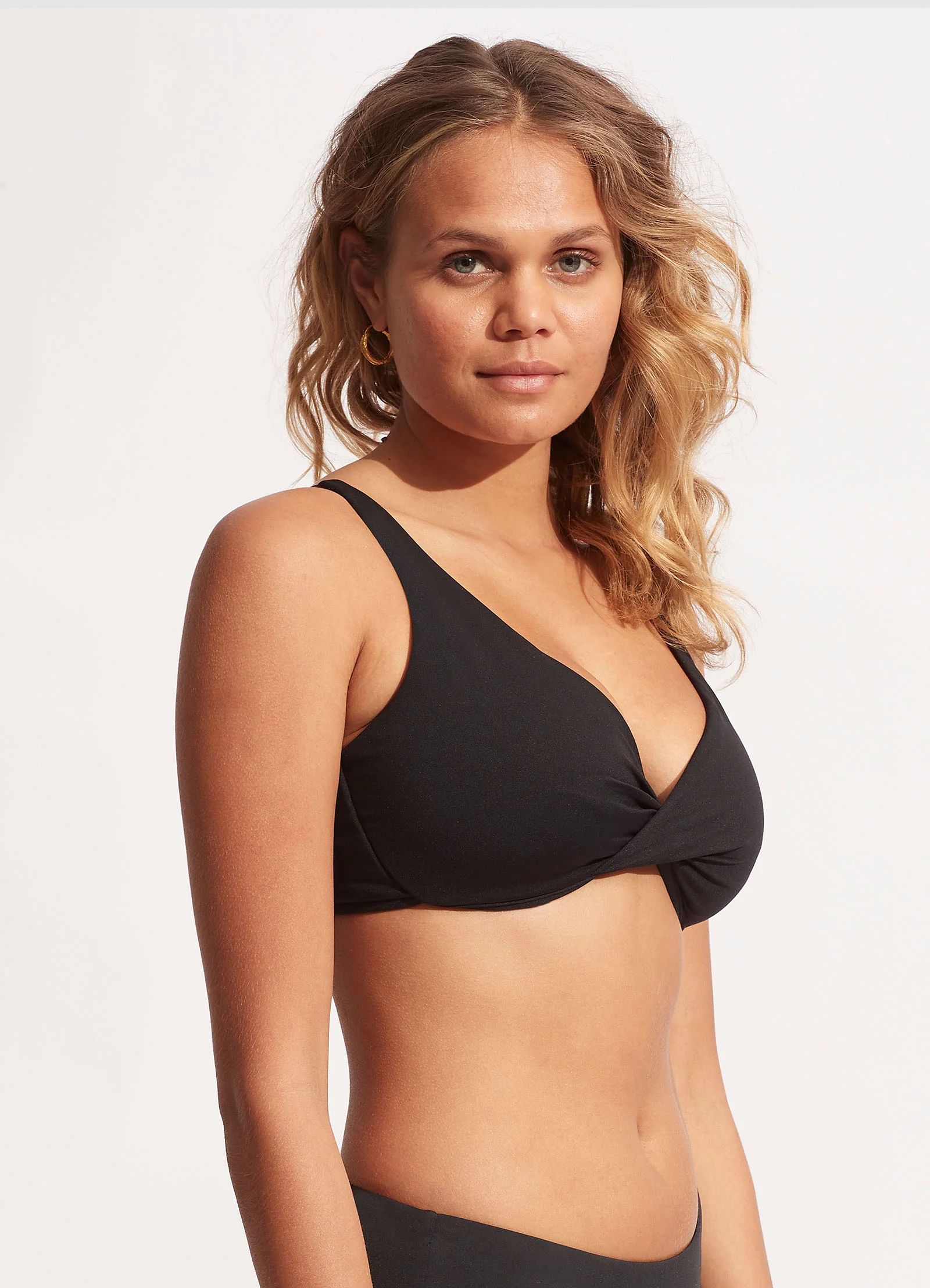 Seafolly Collective Wrap Front F Cup Bikini Top - Black - Image 3