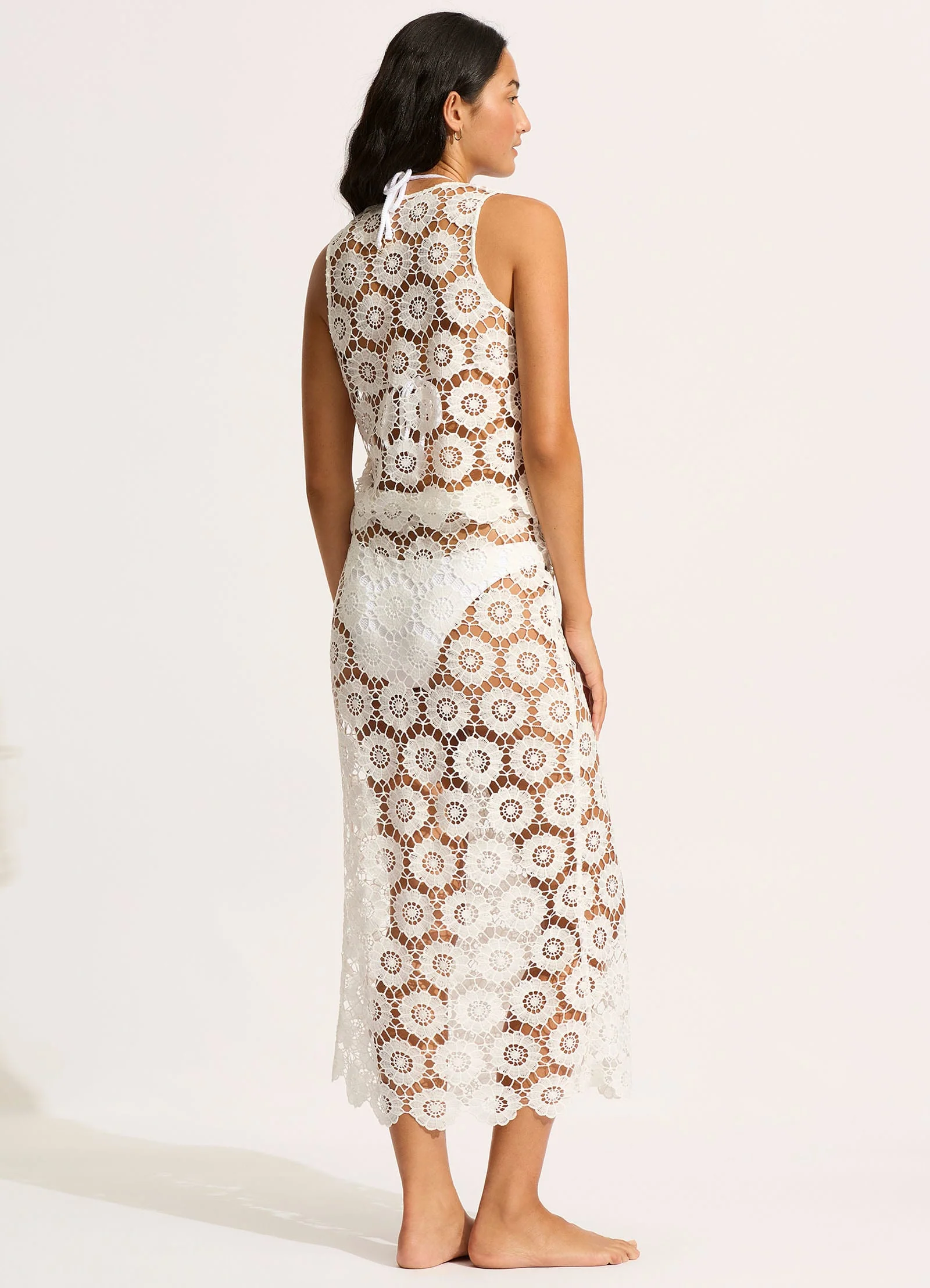 Secret Garden Maxi Wrap Maxi Skirt - White - Image 5