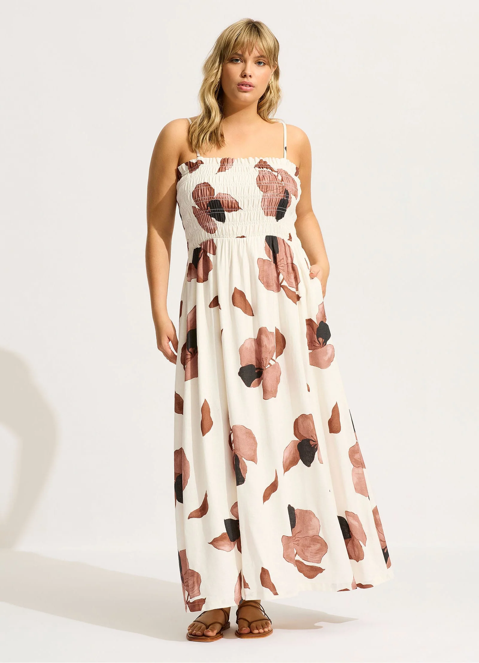 Secret Garden Shirred Maxi Dress - Black - Image 5