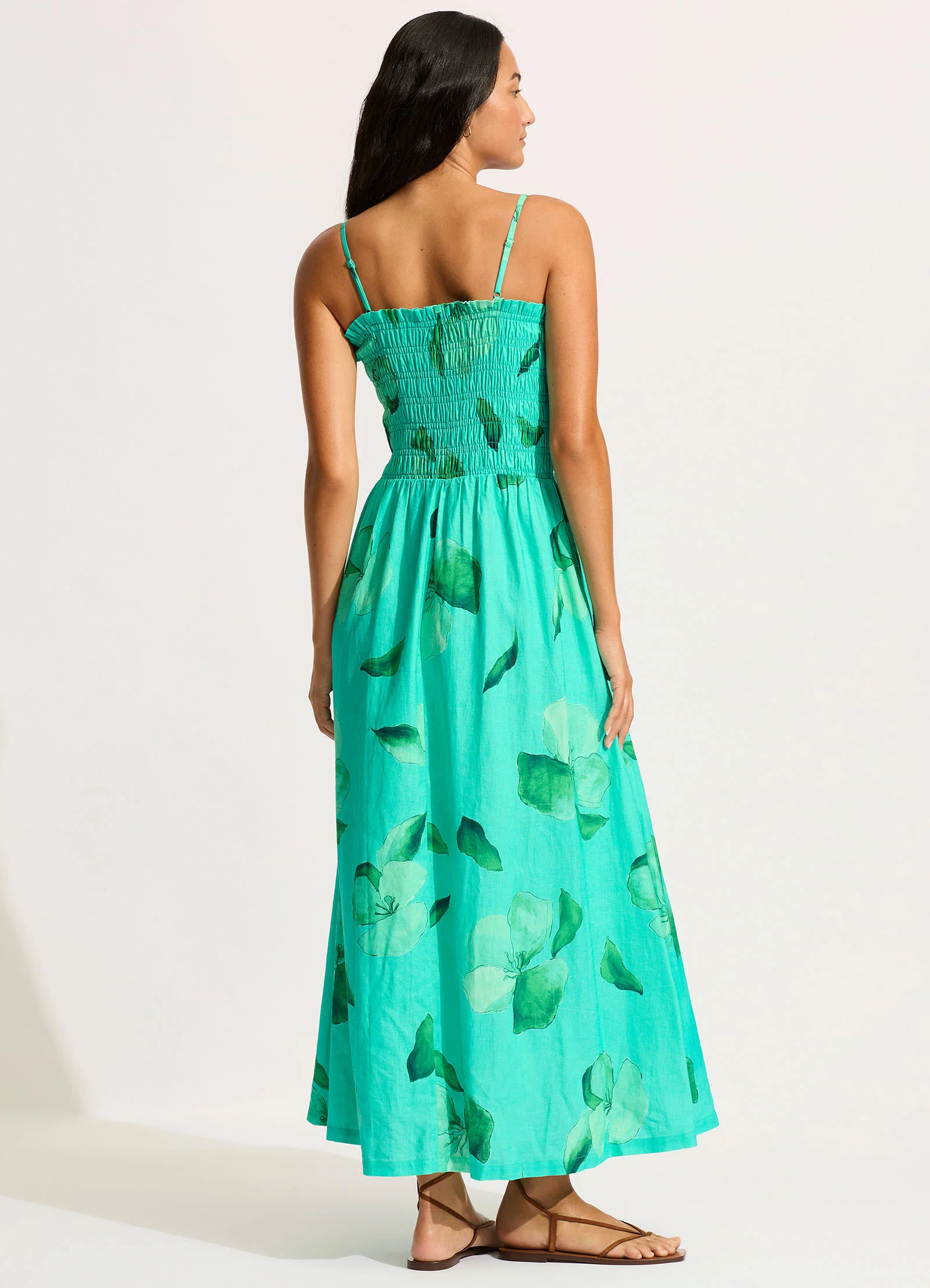 Secret Garden Shirred Maxi Dress - Jade - Image 3