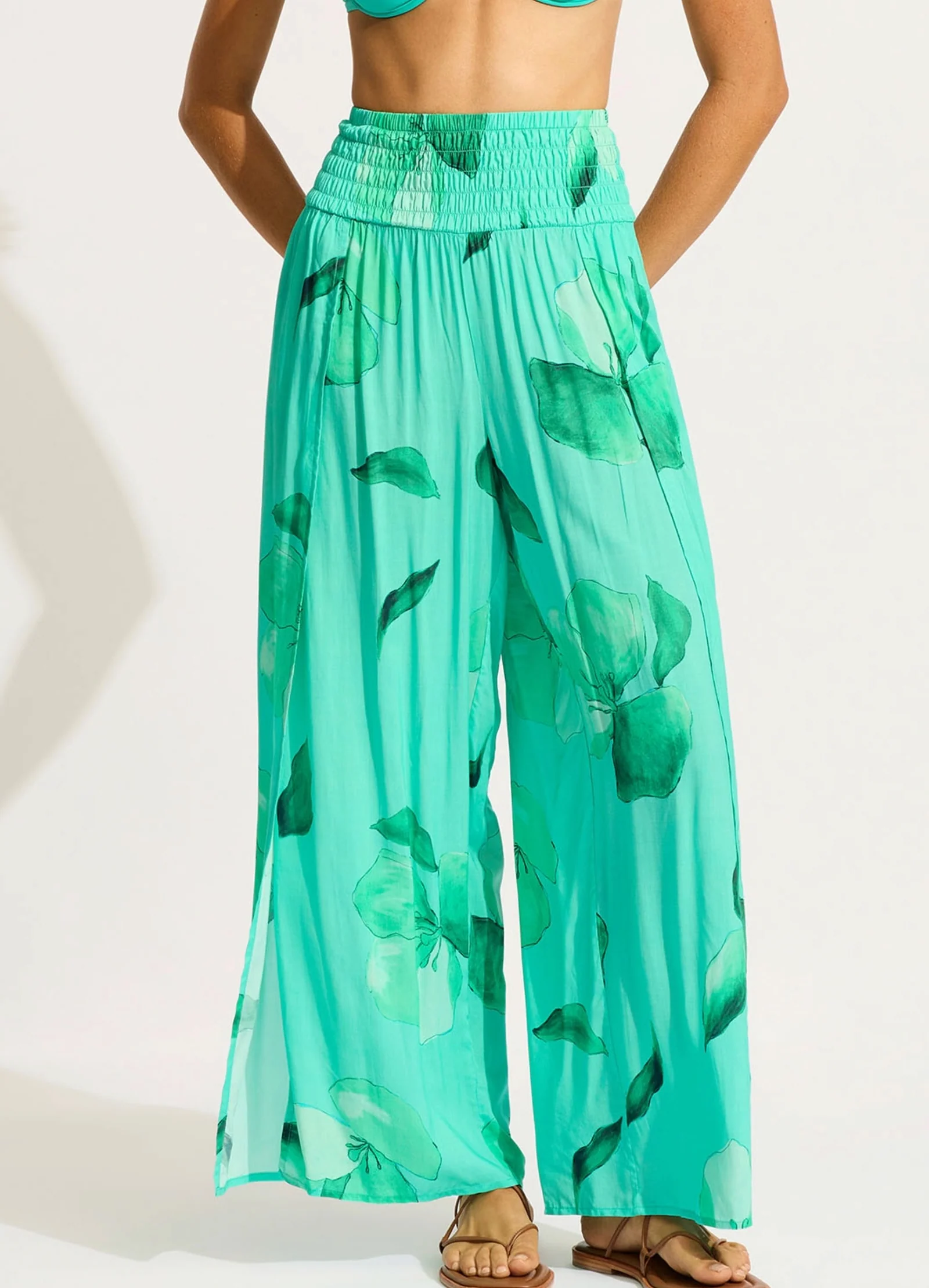 Secret Garden Shirred Wrap Pant - Jade - Image 2