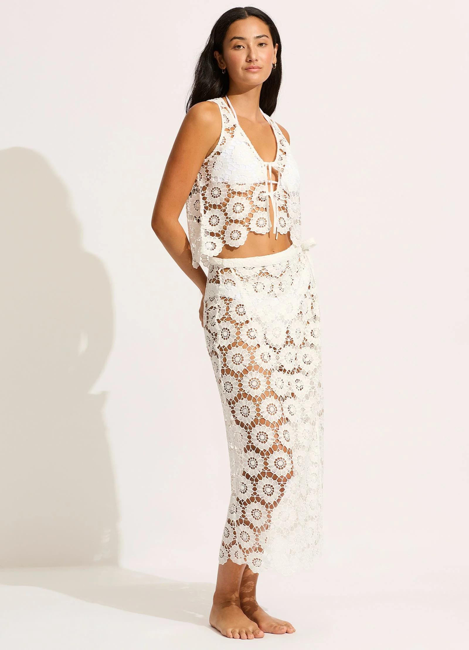 Secret Garden Tie Front Top - White - Image 3