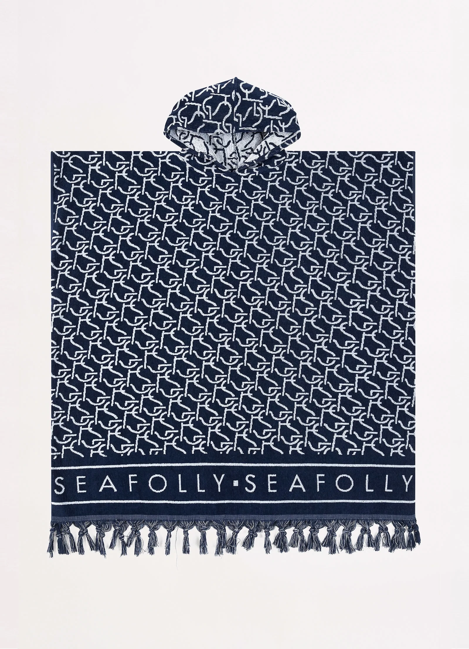 SF Monogram Towel Poncho - True Navy - Image 6