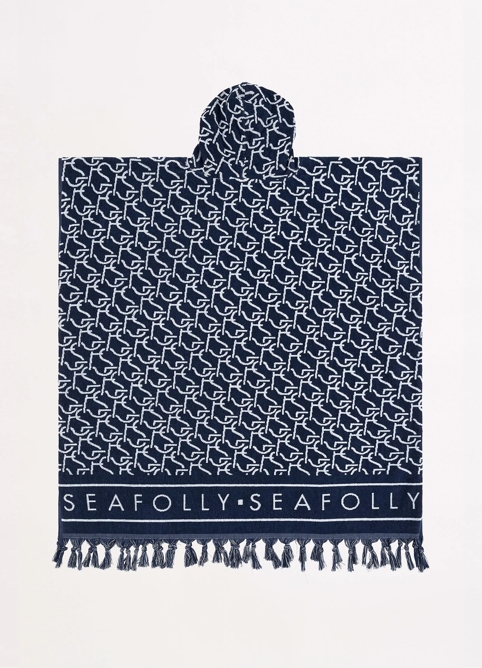SF Monogram Towel Poncho - True Navy - Image 7