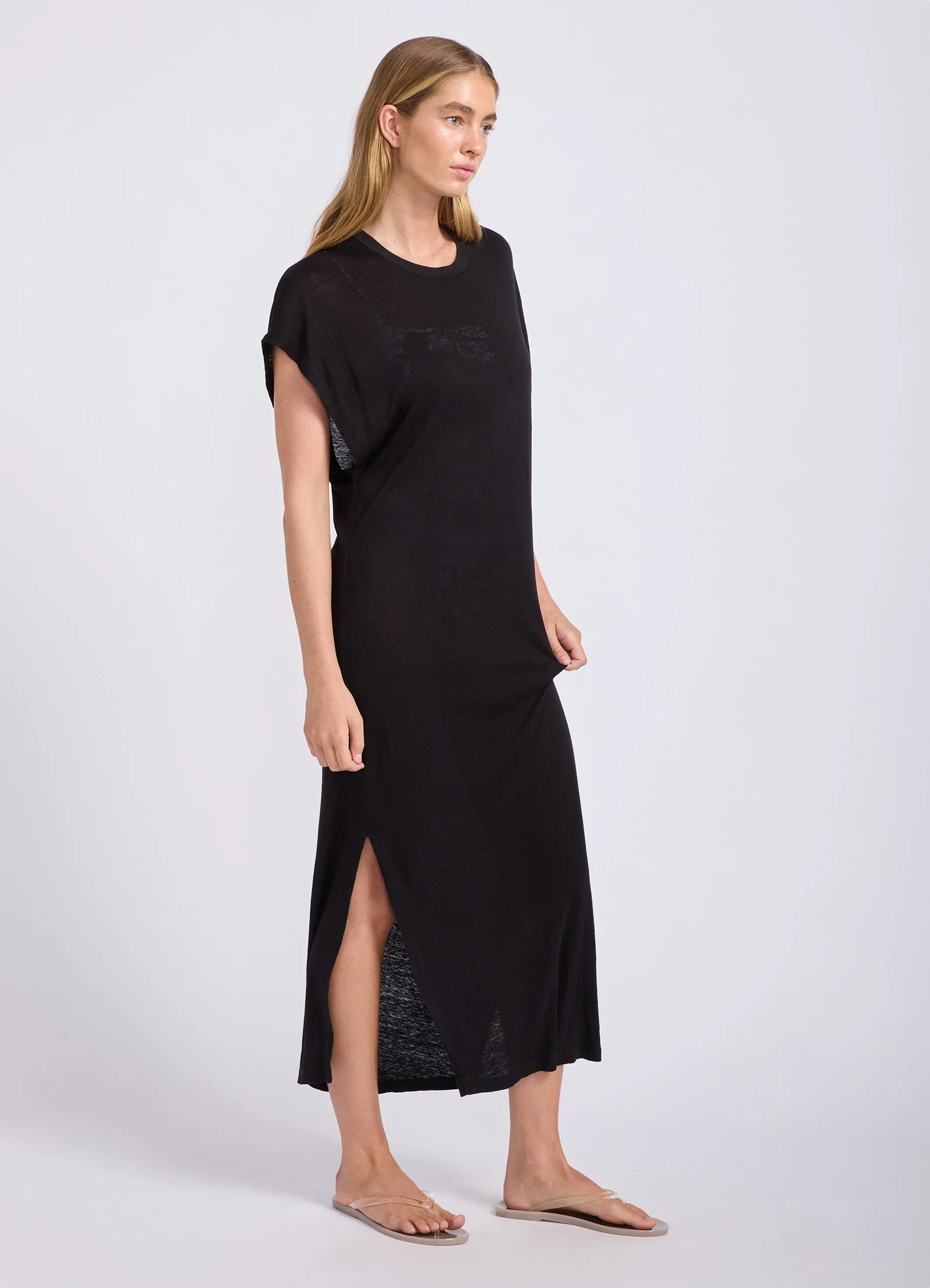 Slub Linen Batwing T-Shirt Dress - Image 2