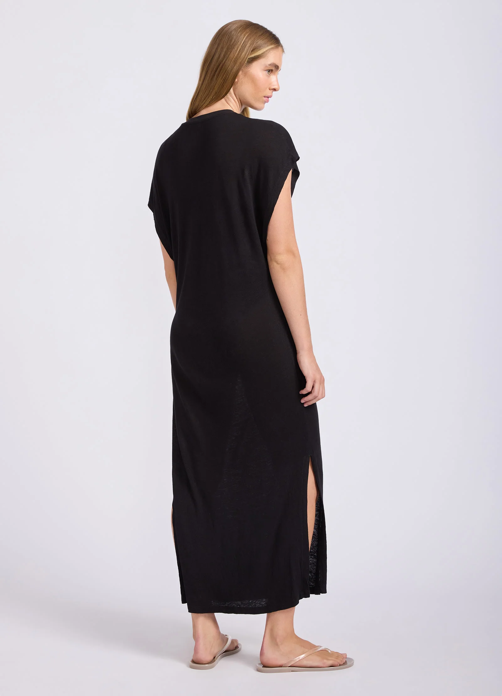 Slub Linen Batwing T-Shirt Dress - Image 3