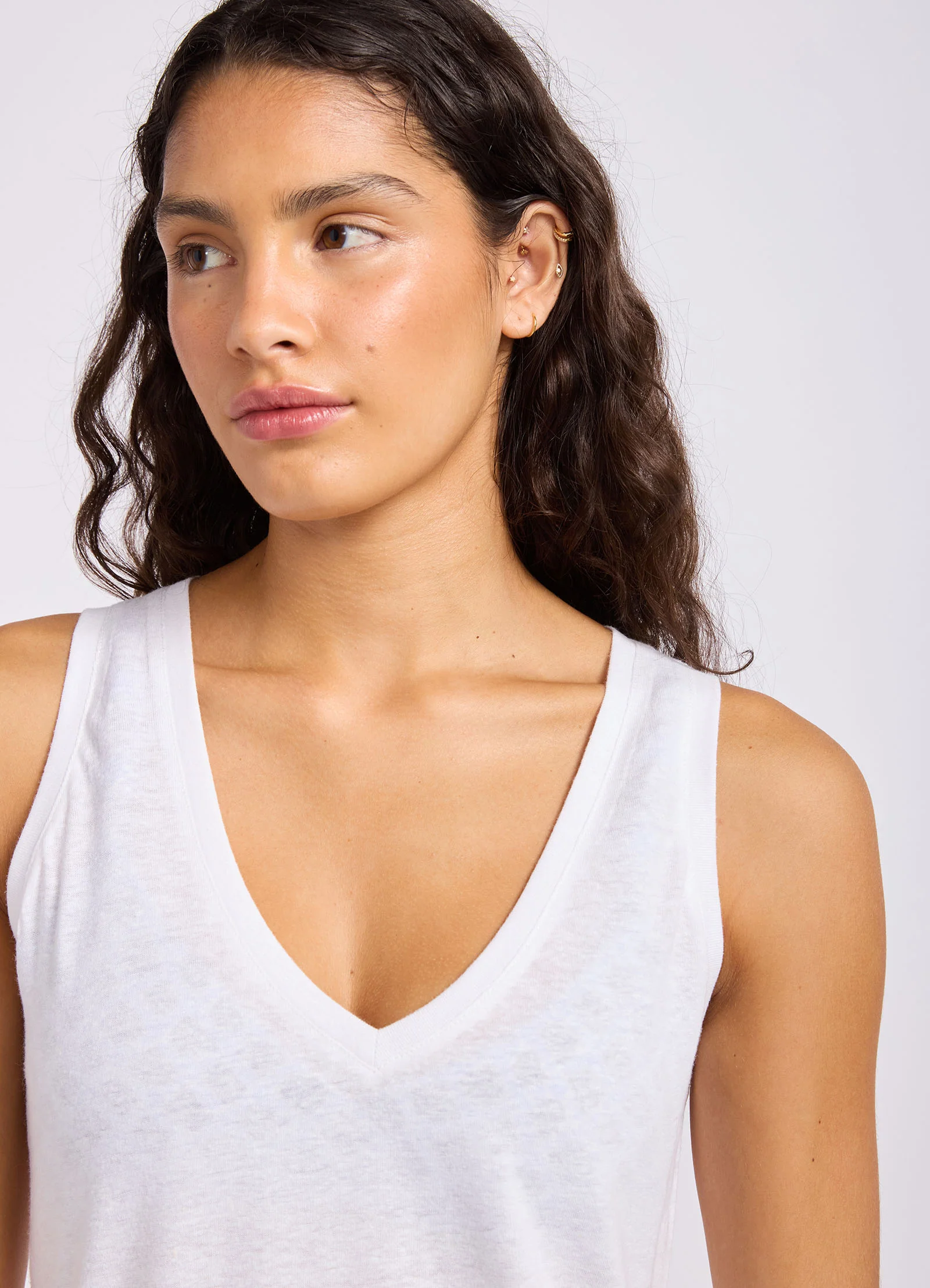 Slub Linen V Neck Tank Top - Image 5