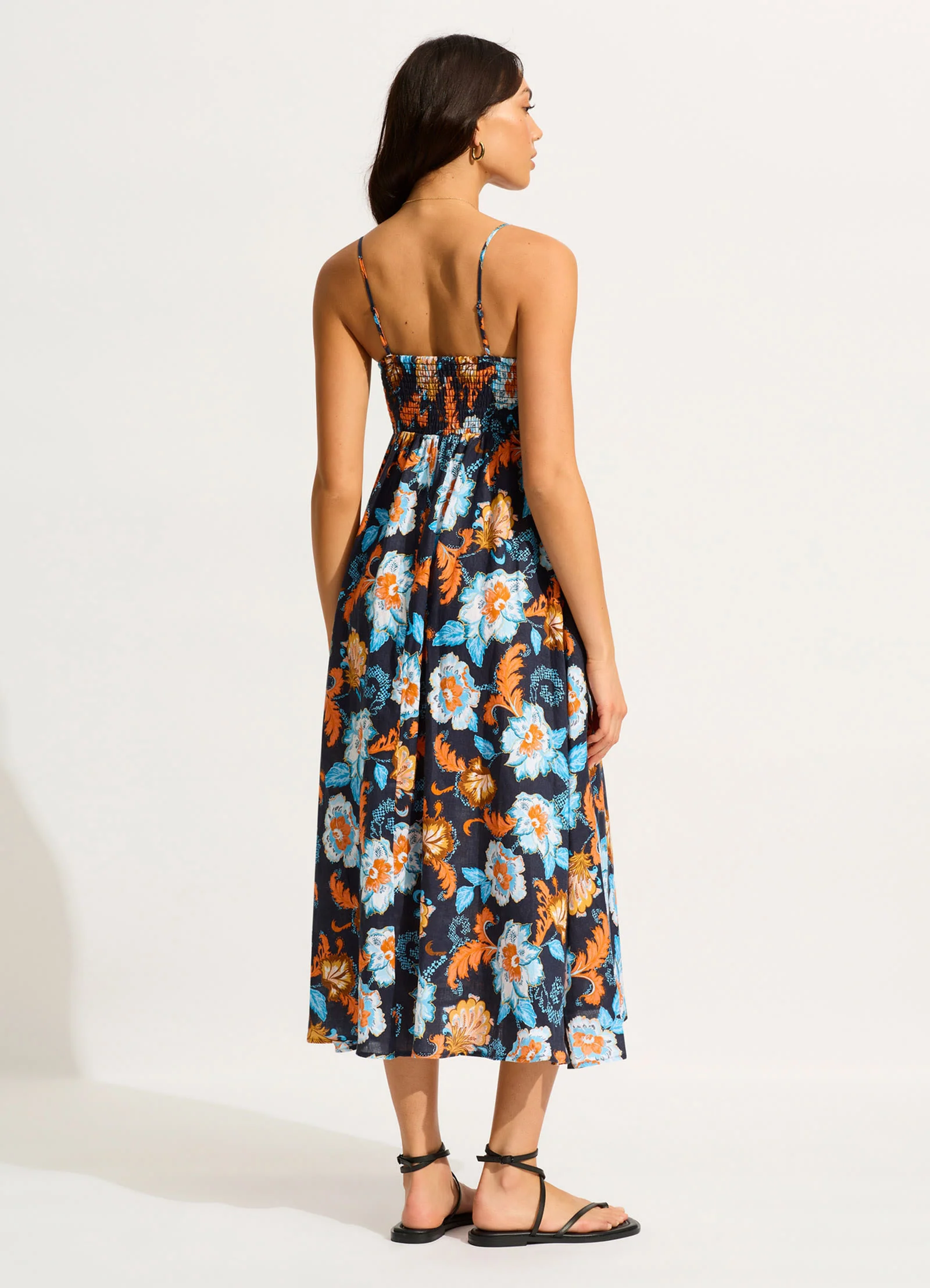 Spring Festival Midi Dress - True Navy - Image 3