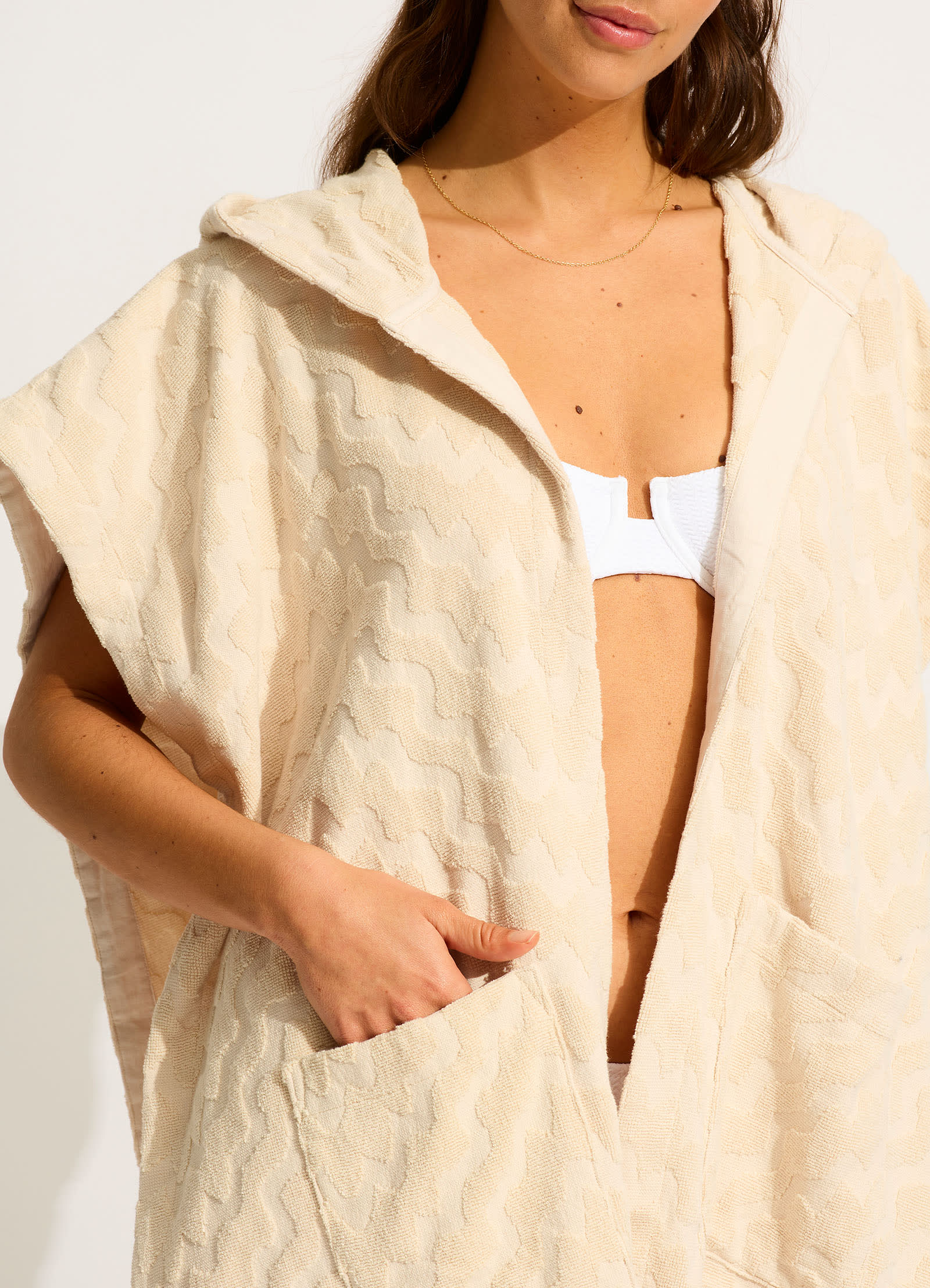 Spring Festival Towel Poncho - Sand - Image 4