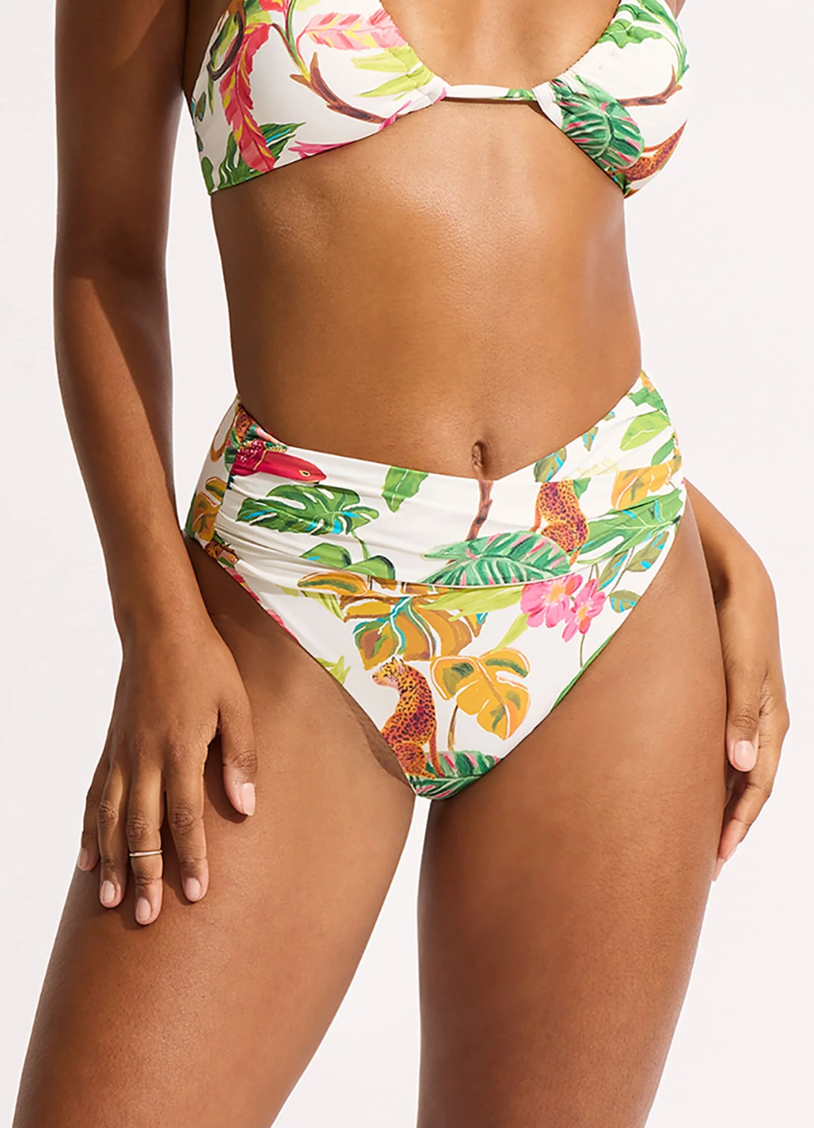 Tropica High Waist Wrap Front Bikini Bottom - Ecru - Image 2