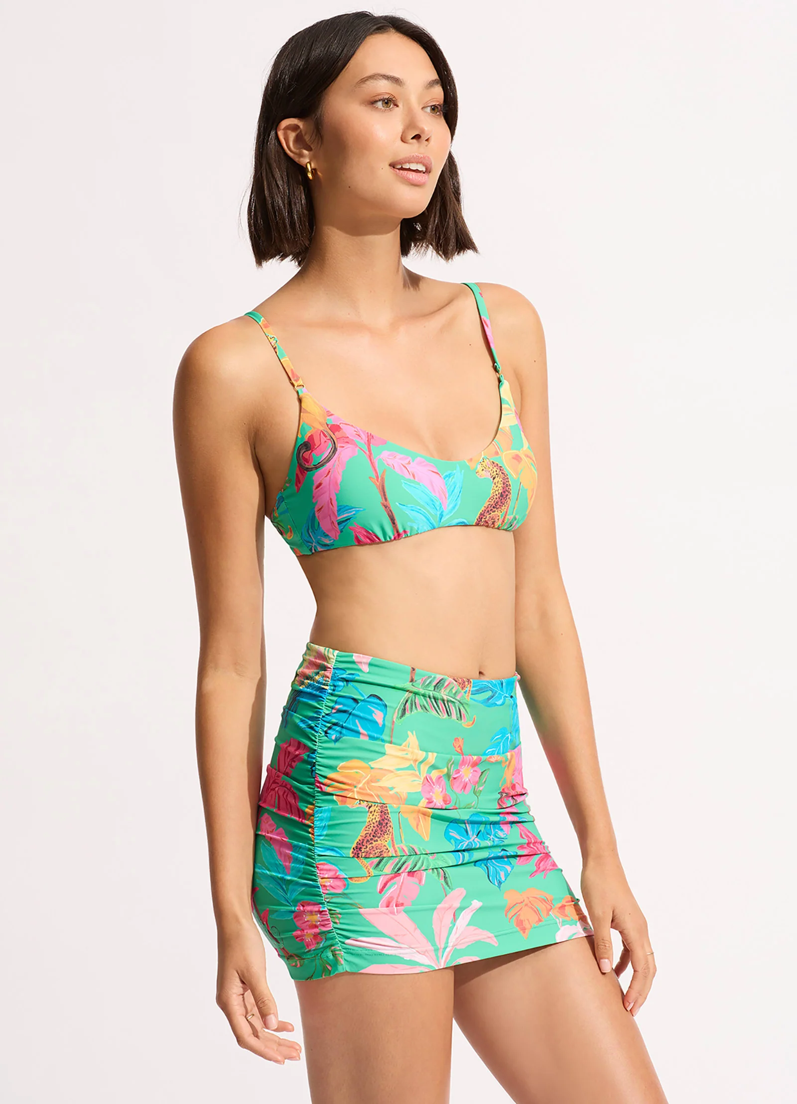 Tropica Ruched Side Pull-on Skirt - Jade - Image 3