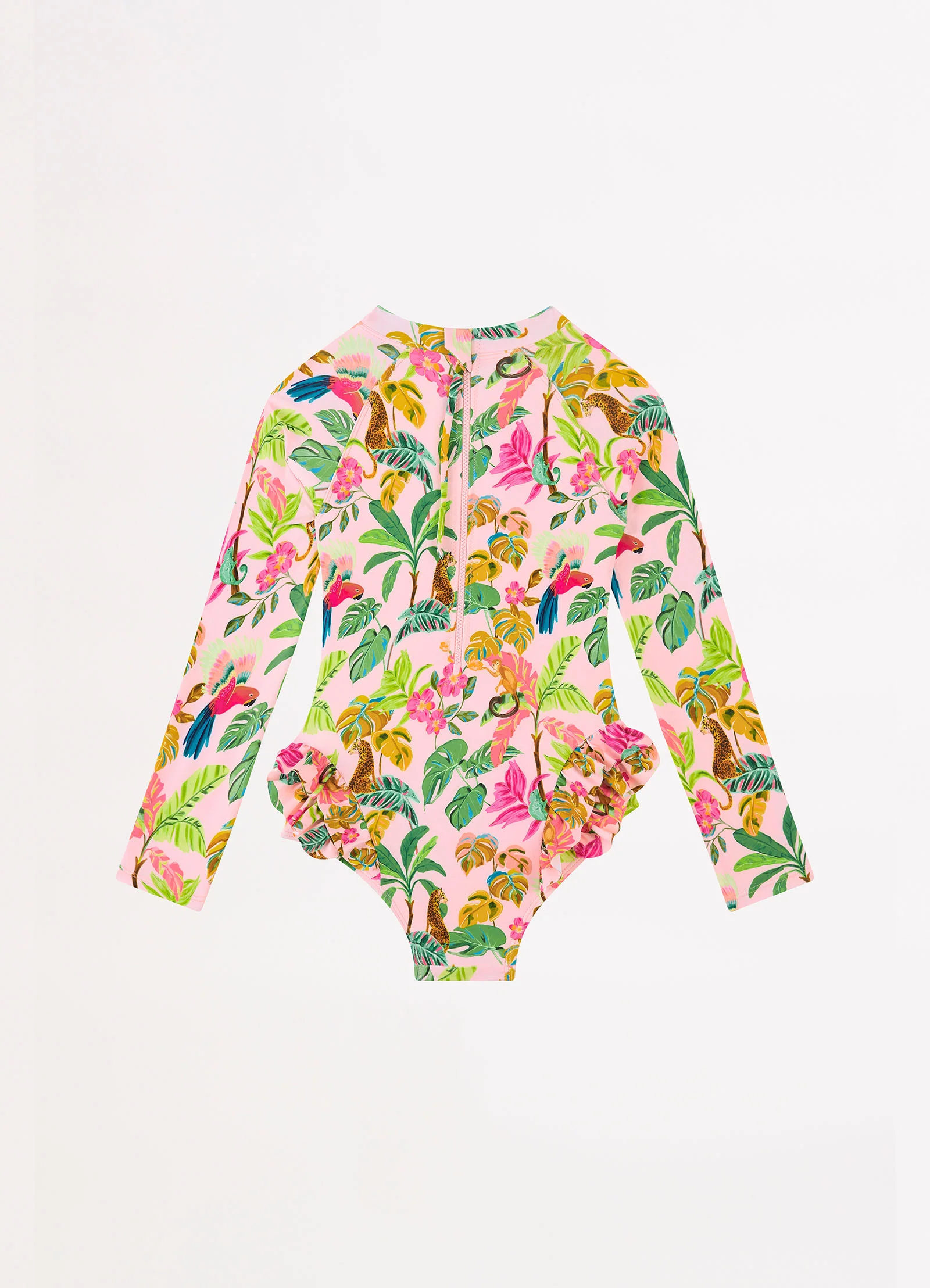 Tropical Dreams Girls Frill Hip Paddlesuit - Trop Pink - Image 3
