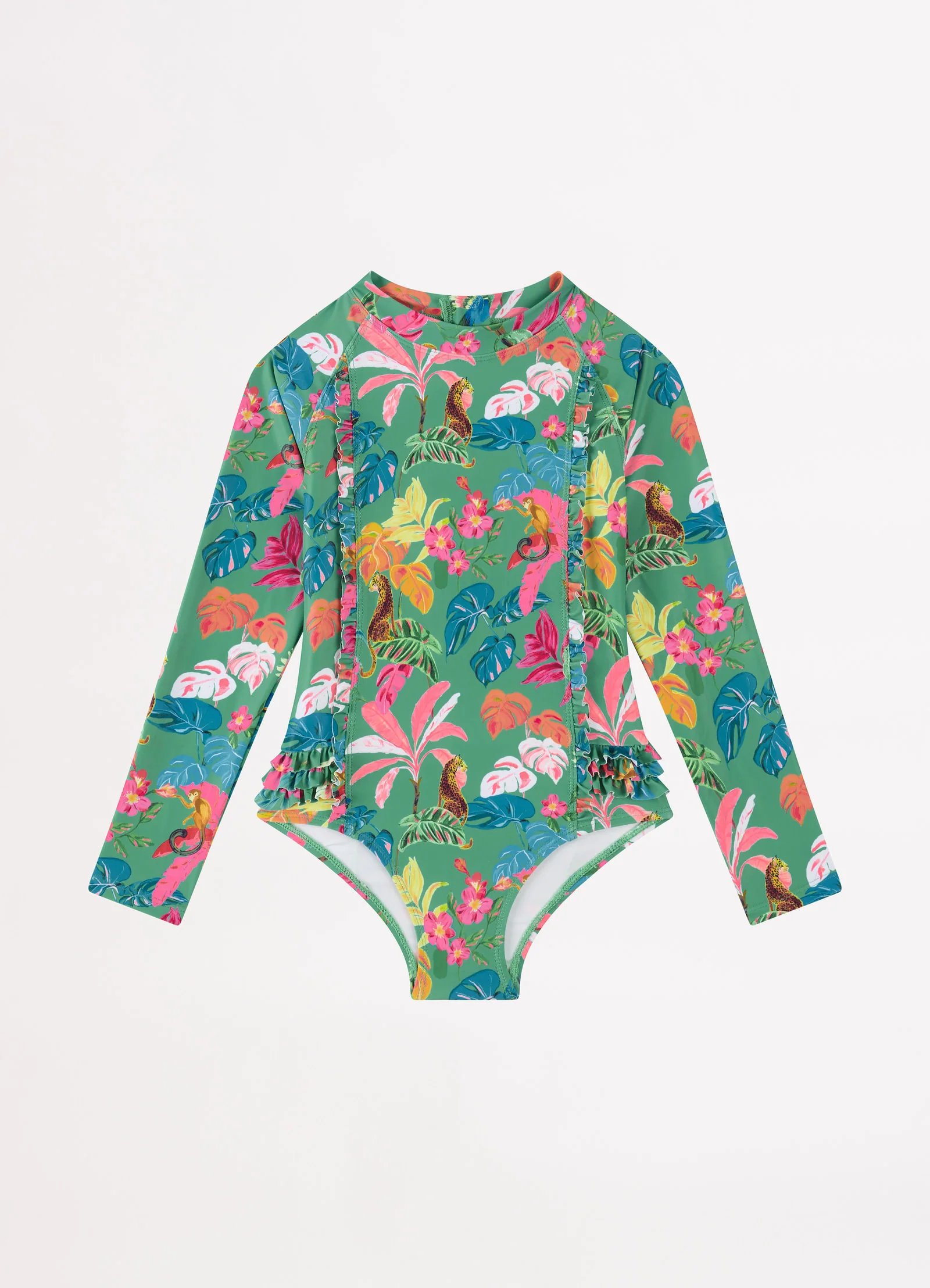 Tropical Dreams Girls Mini Frill Paddlesuit - Trop Green - Image 2