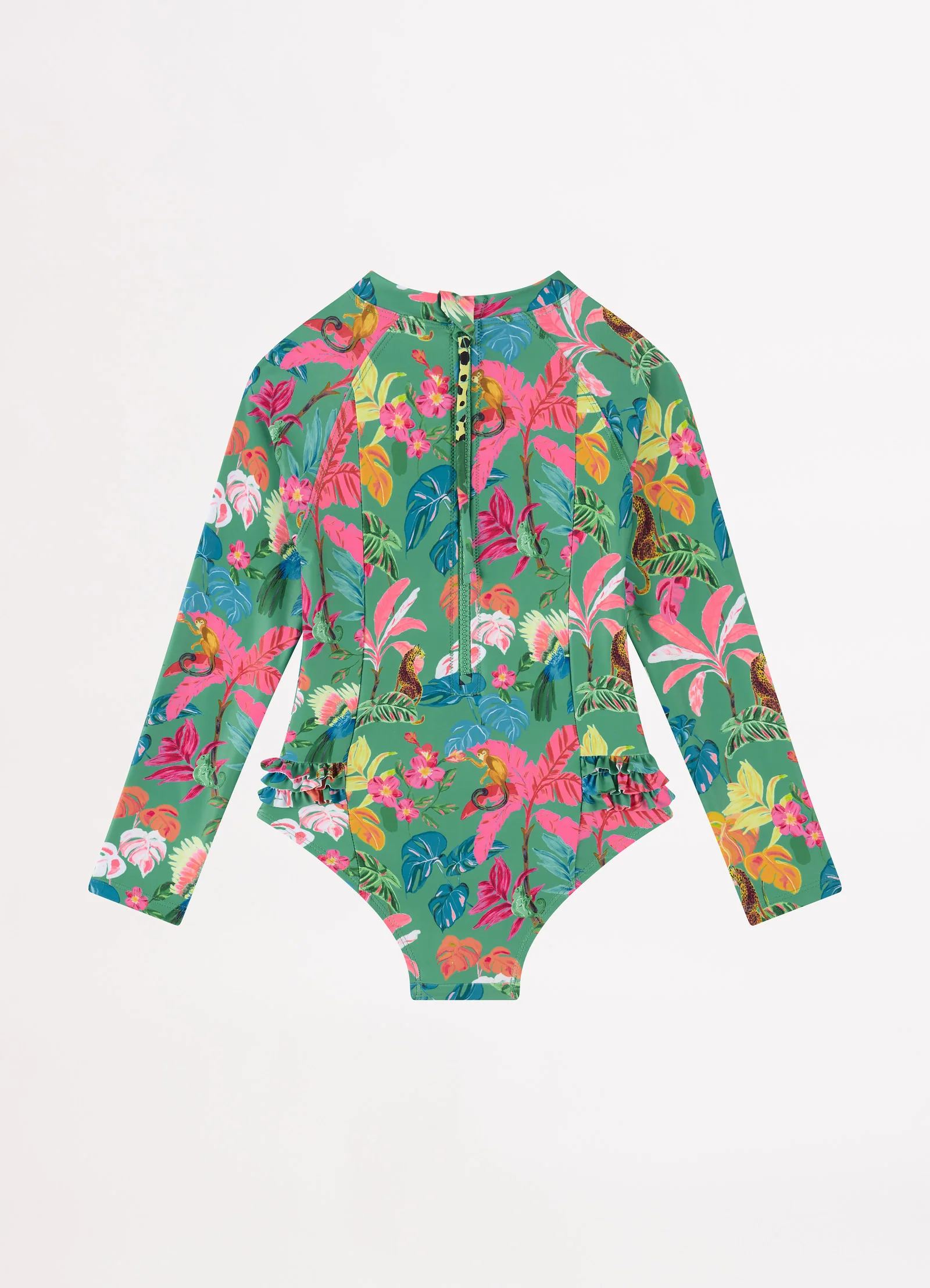 Tropical Dreams Girls Mini Frill Paddlesuit - Trop Green - Image 3