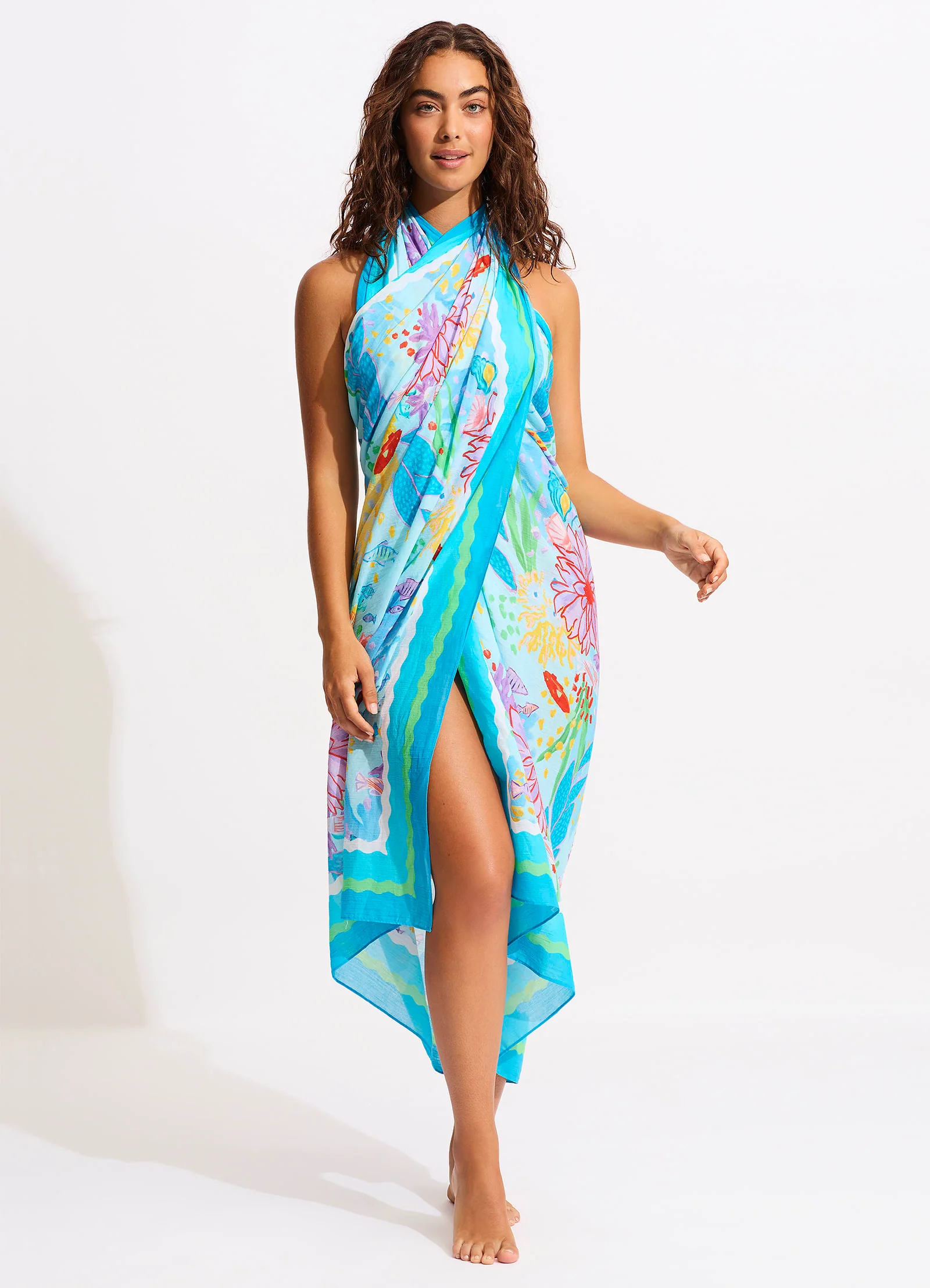 Under The Sea Sarong - Blue Mist - Image 5