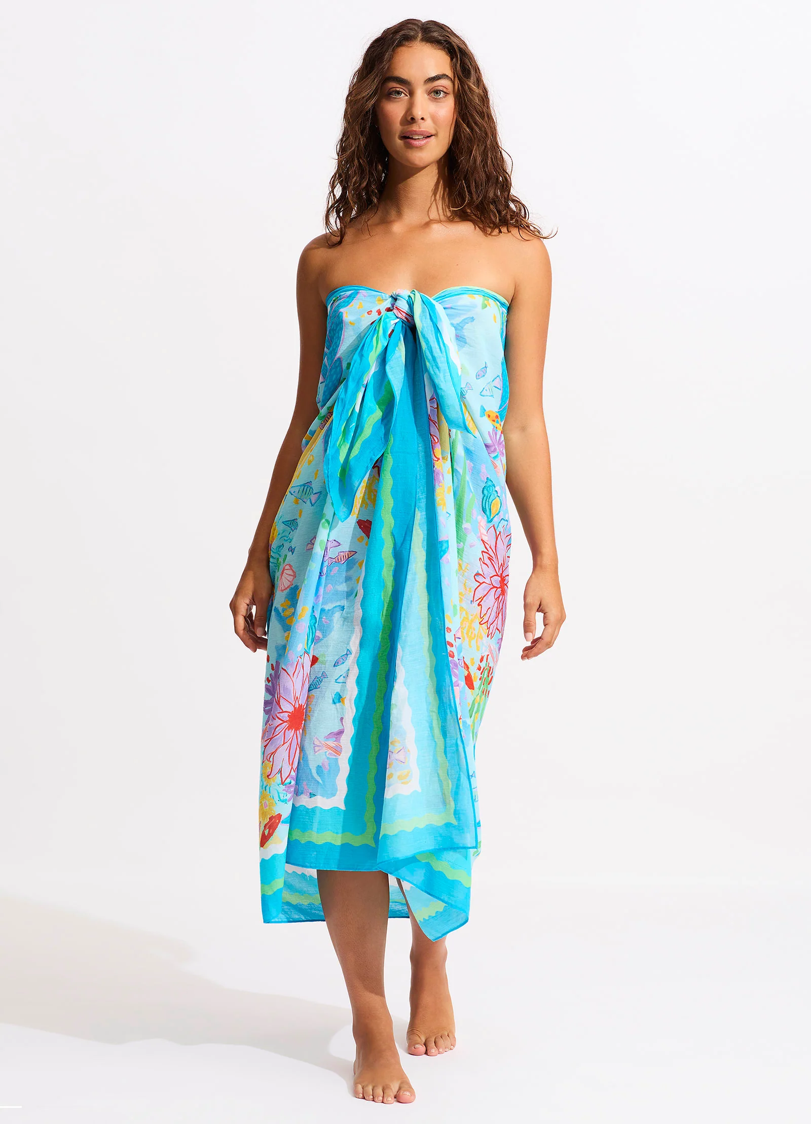 Under The Sea Sarong - Blue Mist - Image 6