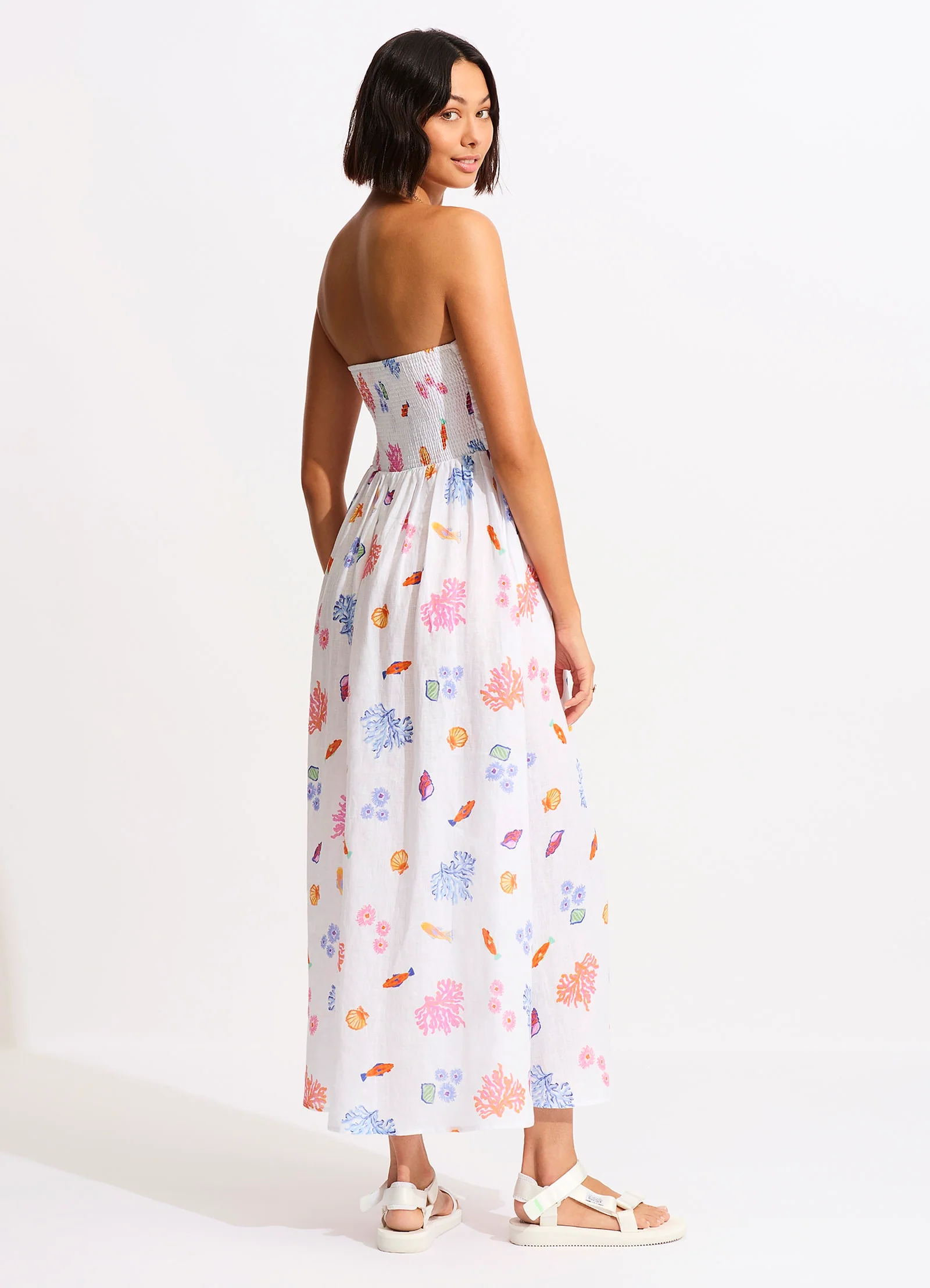 Under The Sea Strapless Maxi Dress - White - Image 4