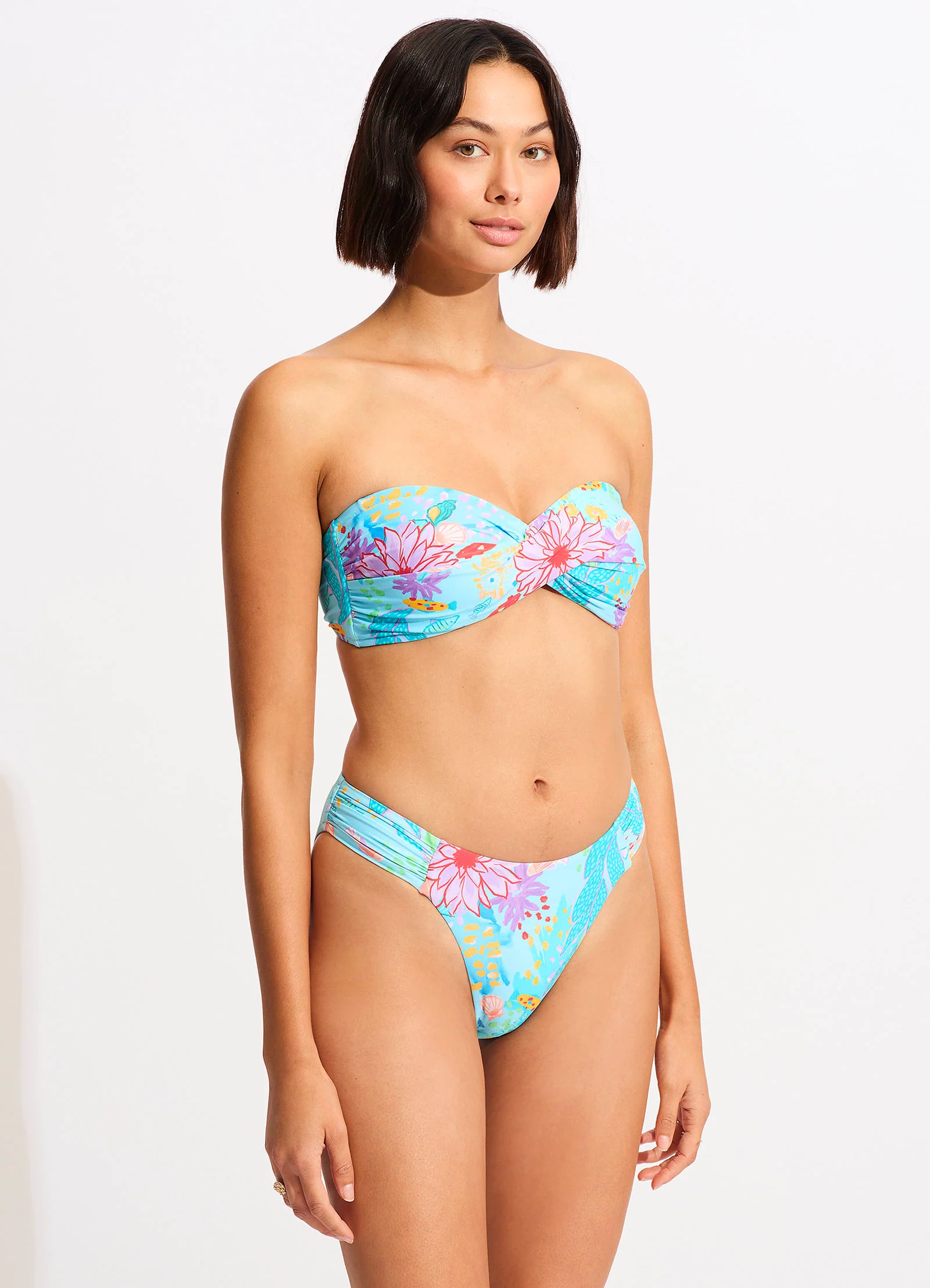 Under The Sea Twist Bandeau Bikini Top - Blue Mist - Image 3
