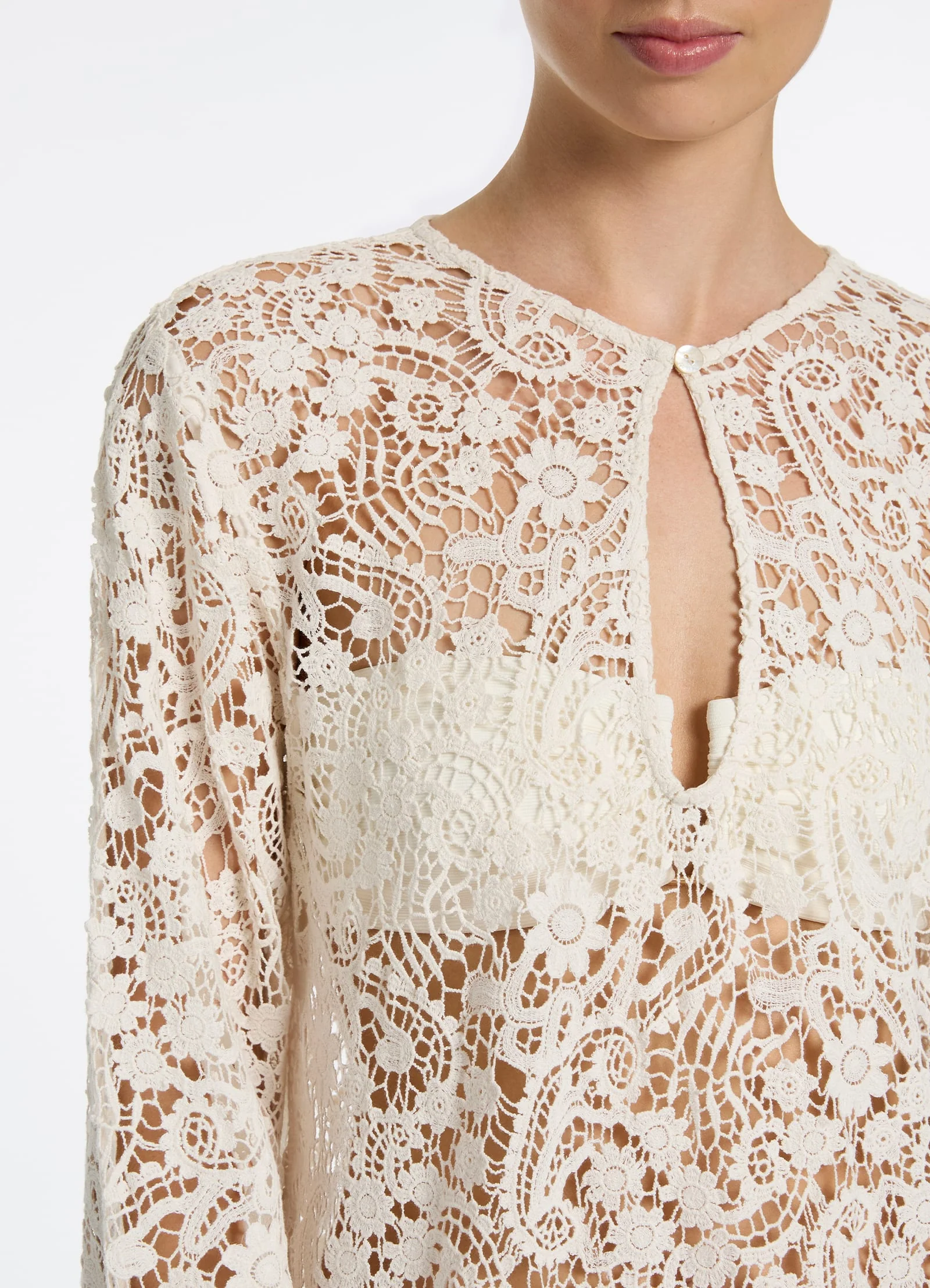 Velana Lace Kaftan - Cream - Image 4