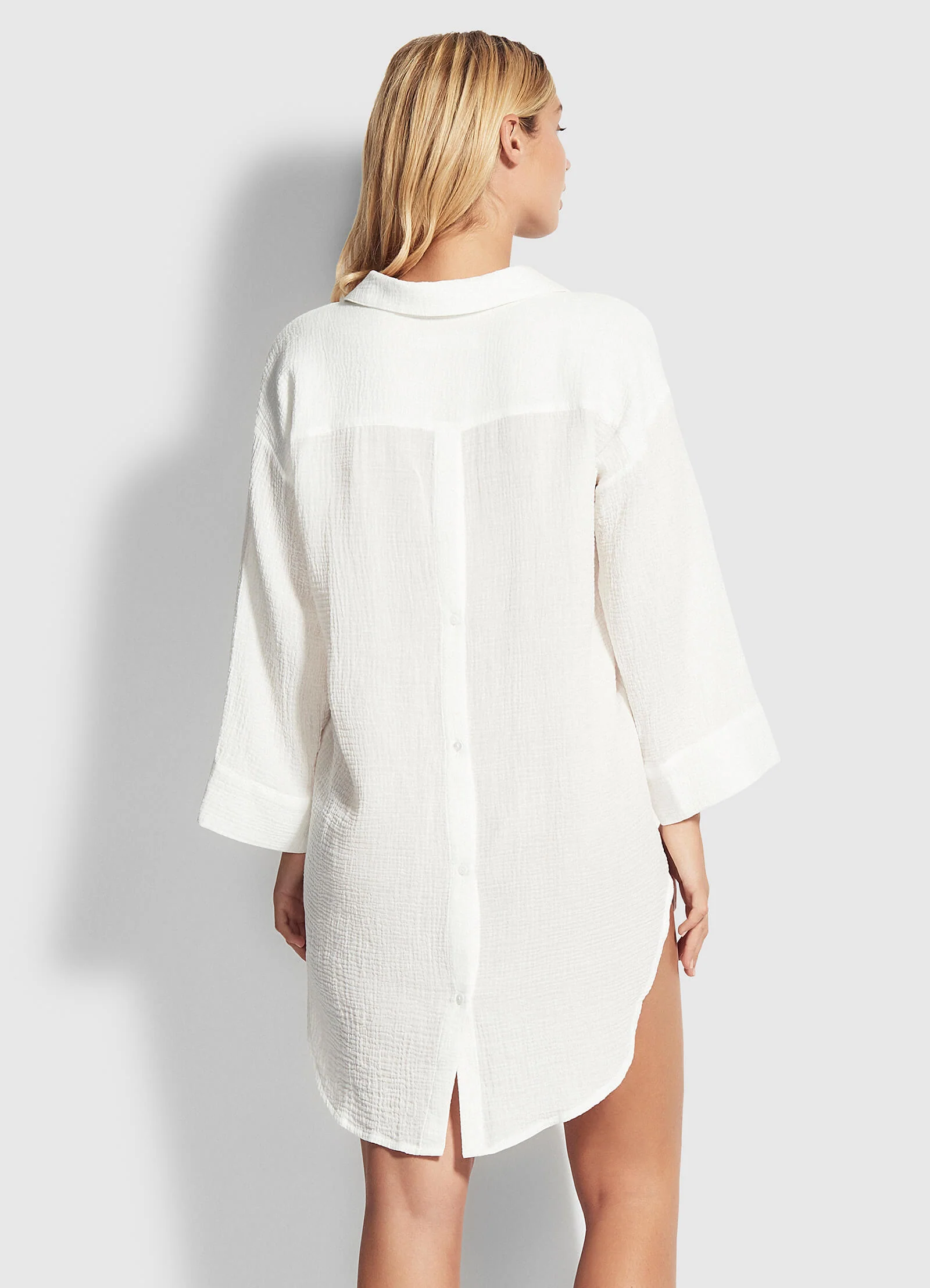 Wild Tropics Oversized Beach Cover Up  - White - Image 3