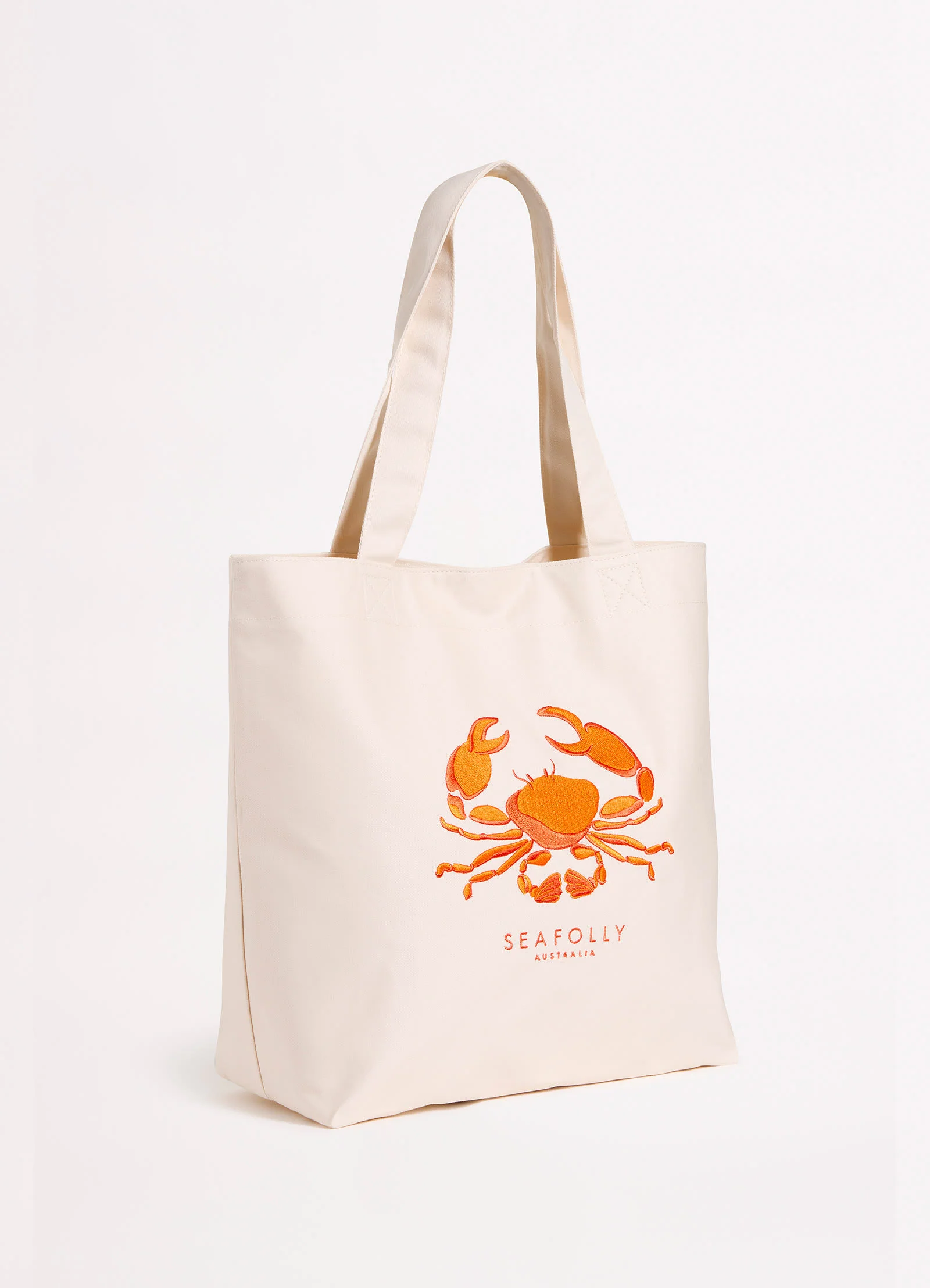 Wish You Were Here Embroidered Tote Bag - Crab Orange - Image 2