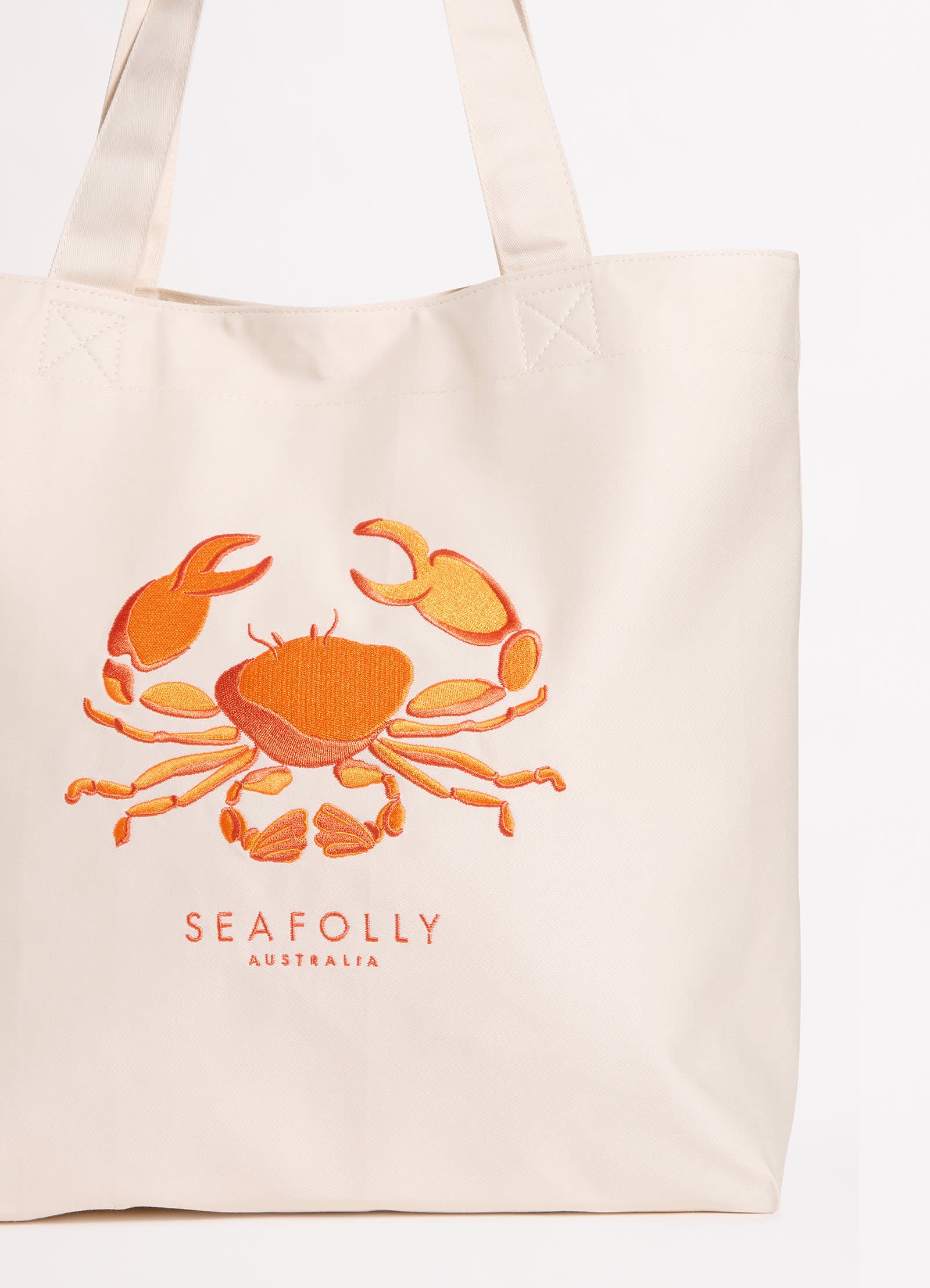 Wish You Were Here Embroidered Tote Bag - Crab Orange - Image 3