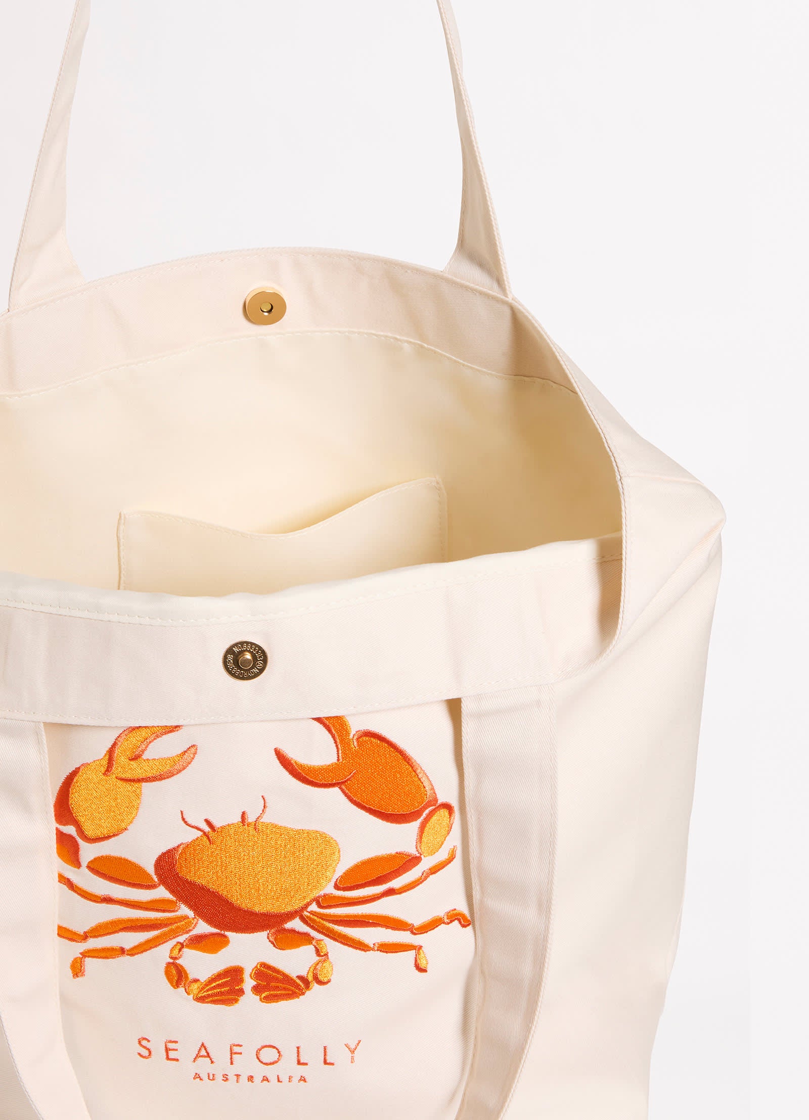 Wish You Were Here Embroidered Tote Bag - Crab Orange - Image 4