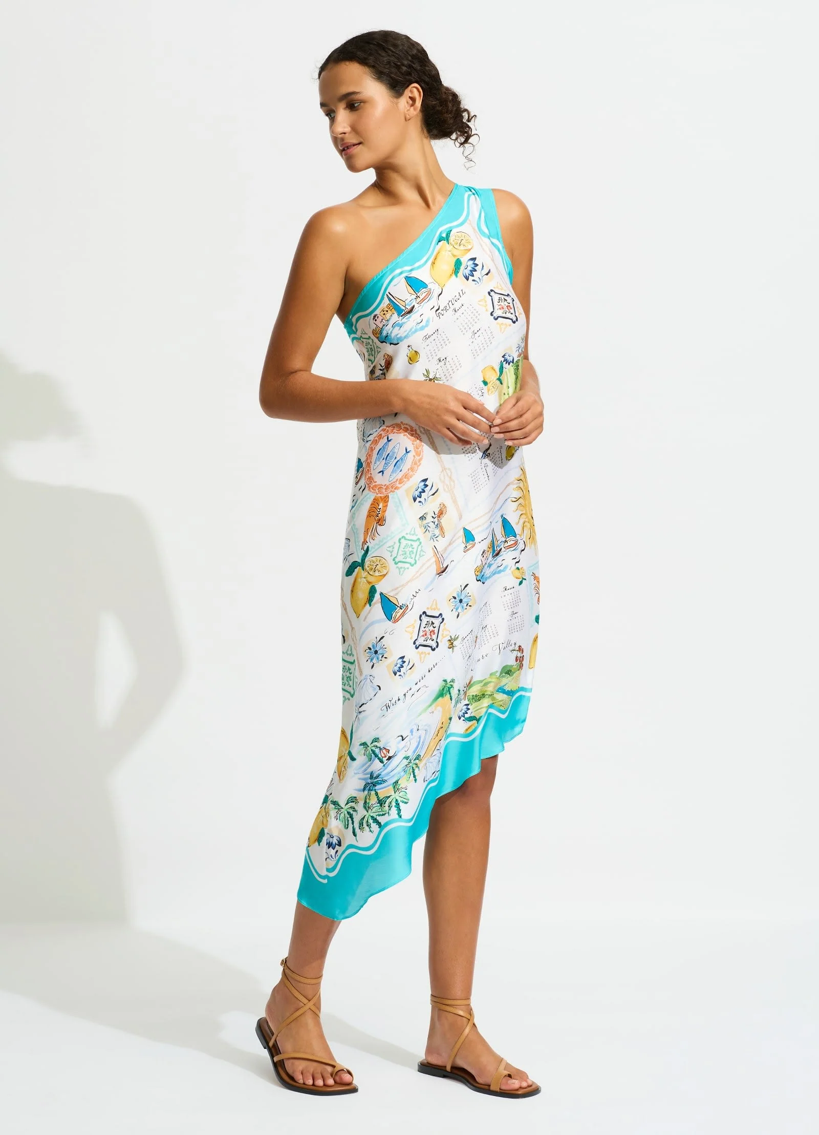 Wish You Were Here One Shoulder Midi Dress - Atoll Blue - Image 2