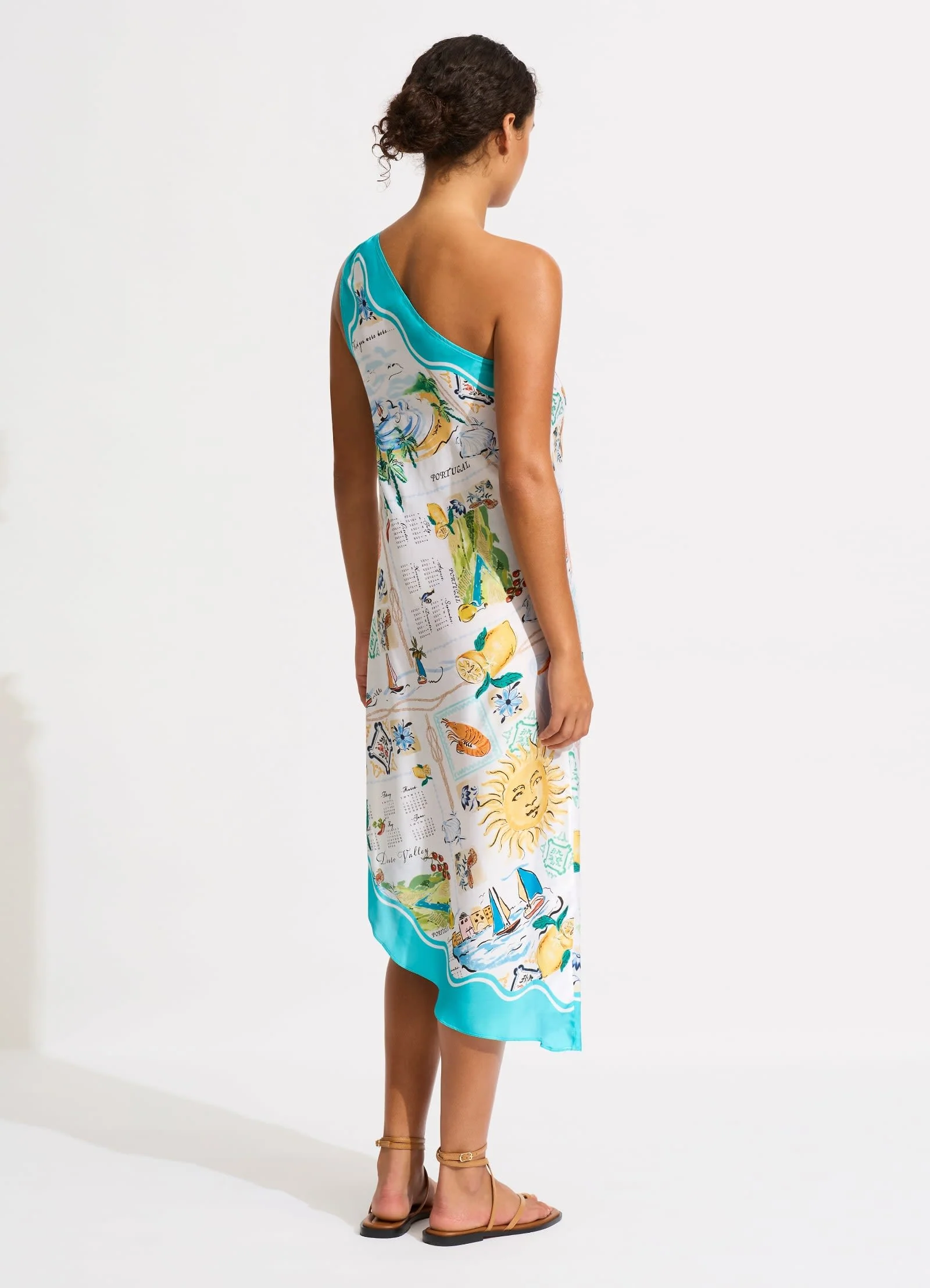 Wish You Were Here One Shoulder Midi Dress - Atoll Blue - Image 3