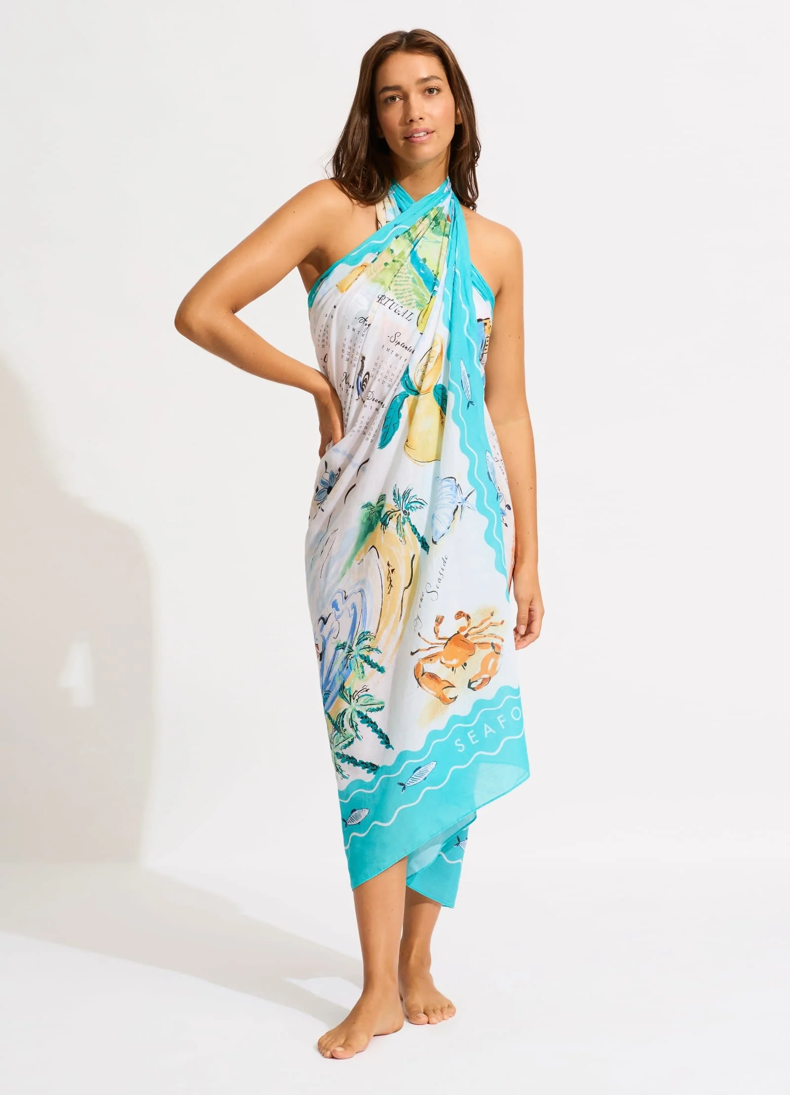 Wish You Were Here Sarong - Atoll Blue - Image 5