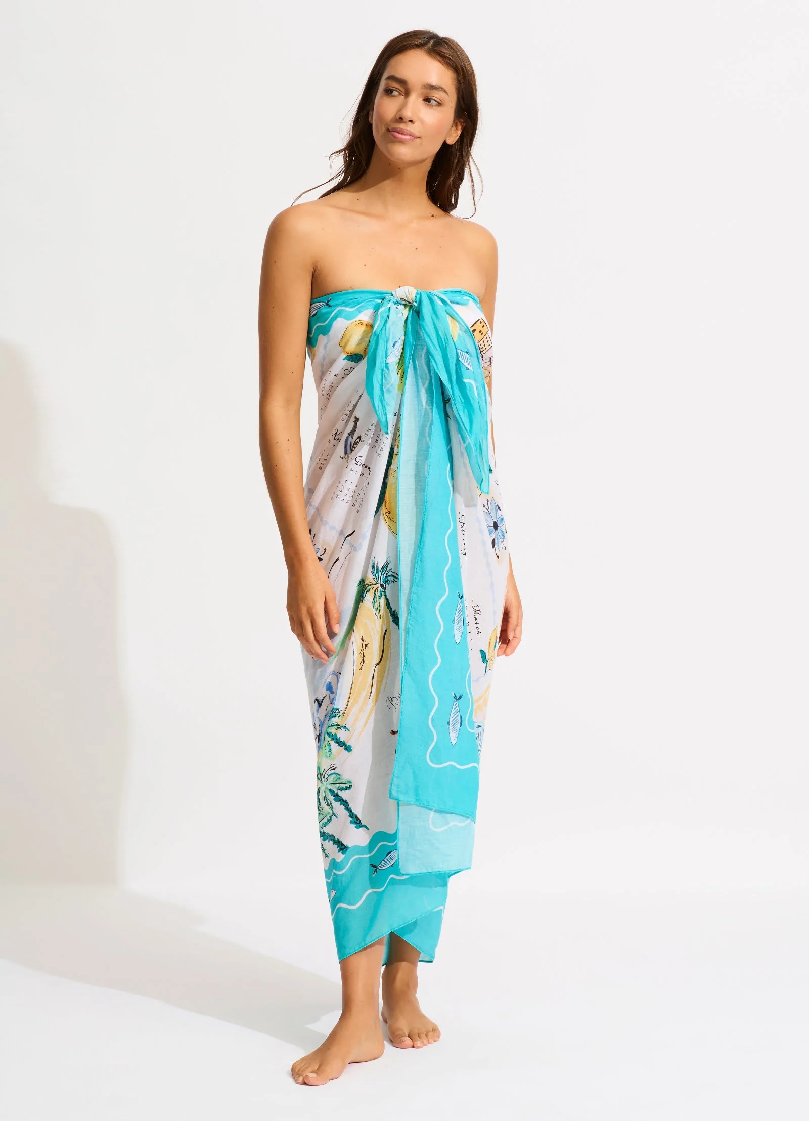 Wish You Were Here Sarong - Atoll Blue - Image 6