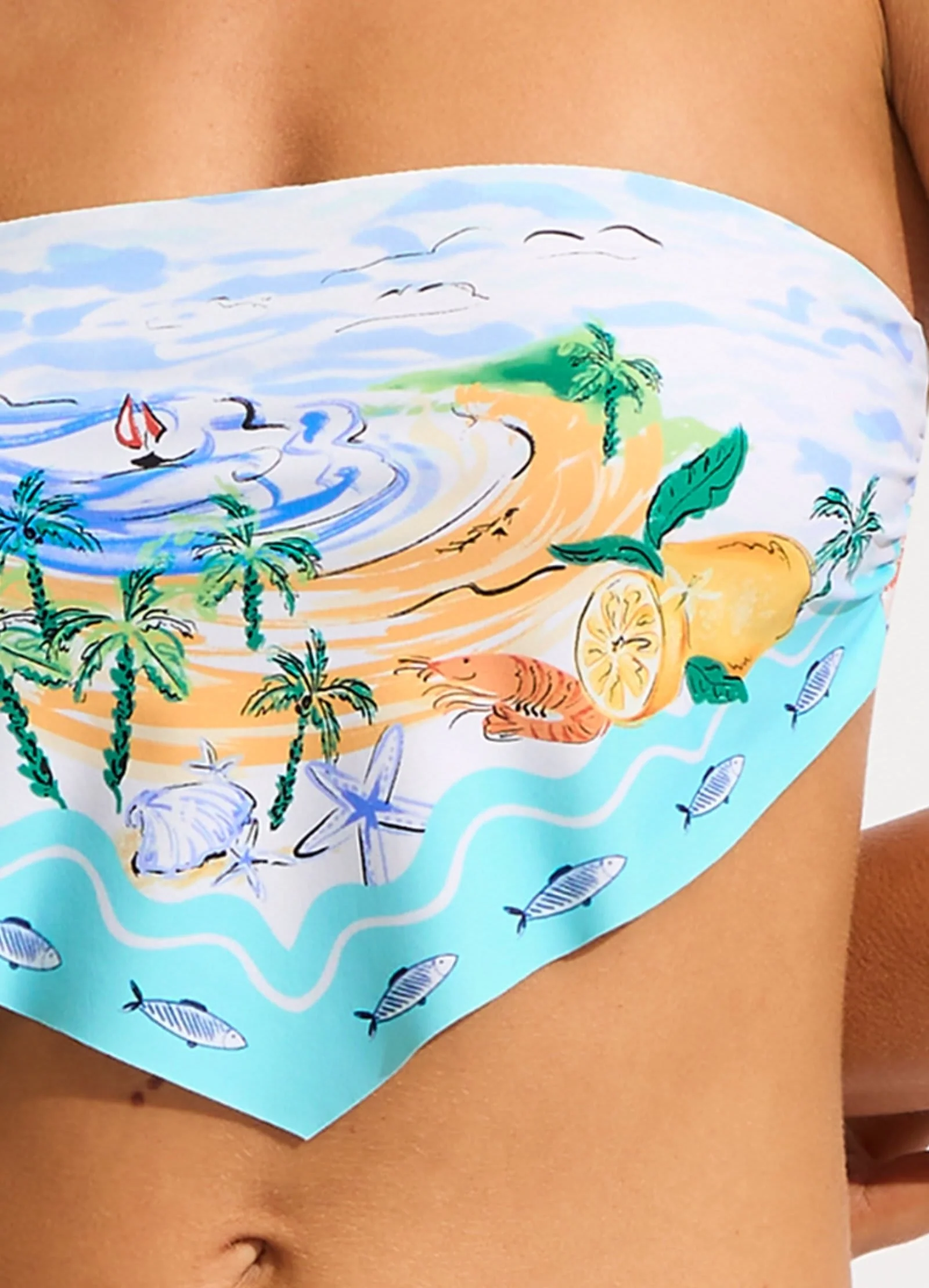 Wish You Were Here Scarf  Bandeau Bikini Top - Atoll Blue - Image 6