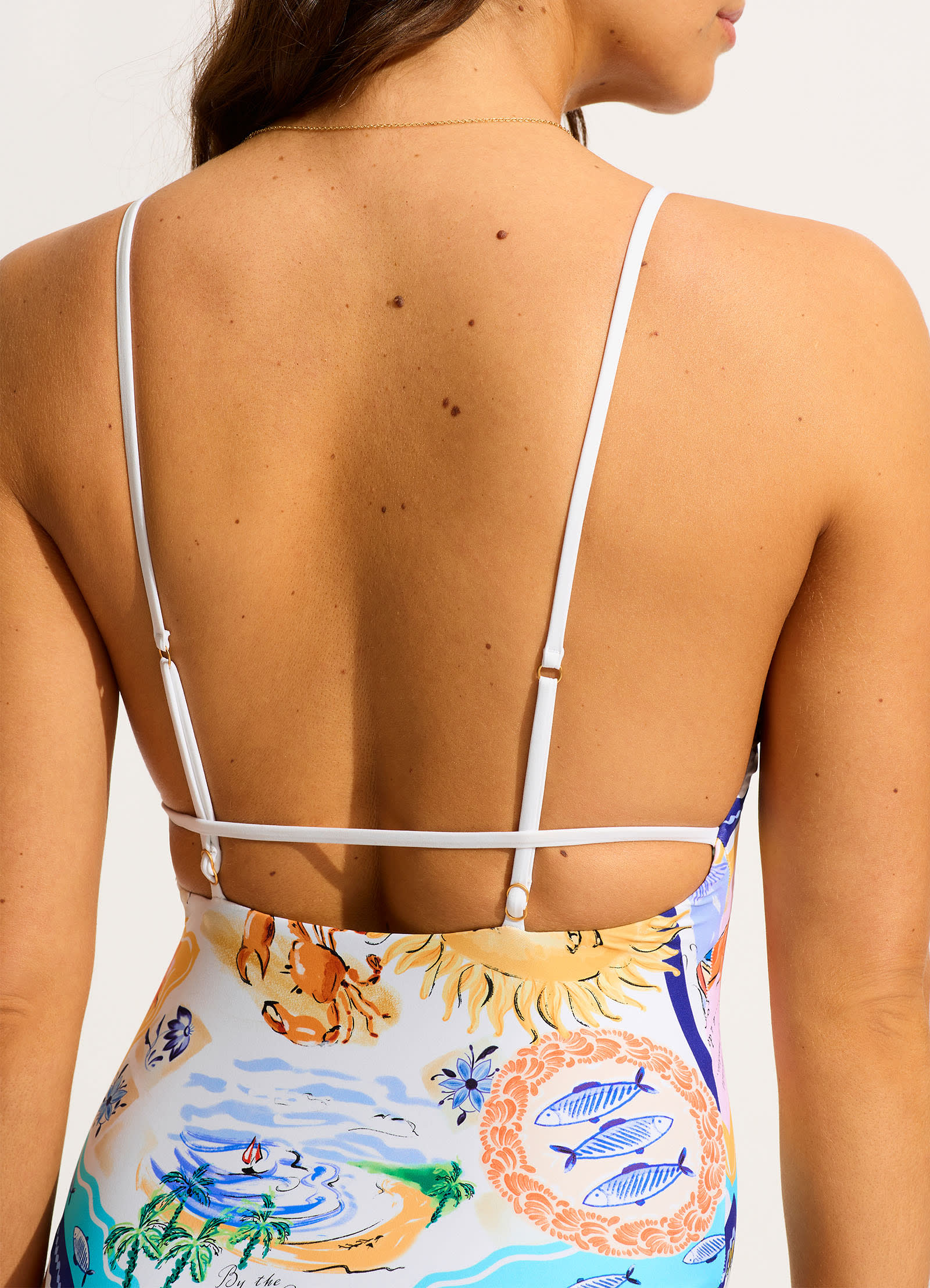 Wish You Were Here V Neck One Piece - Atoll Blue - Image 4