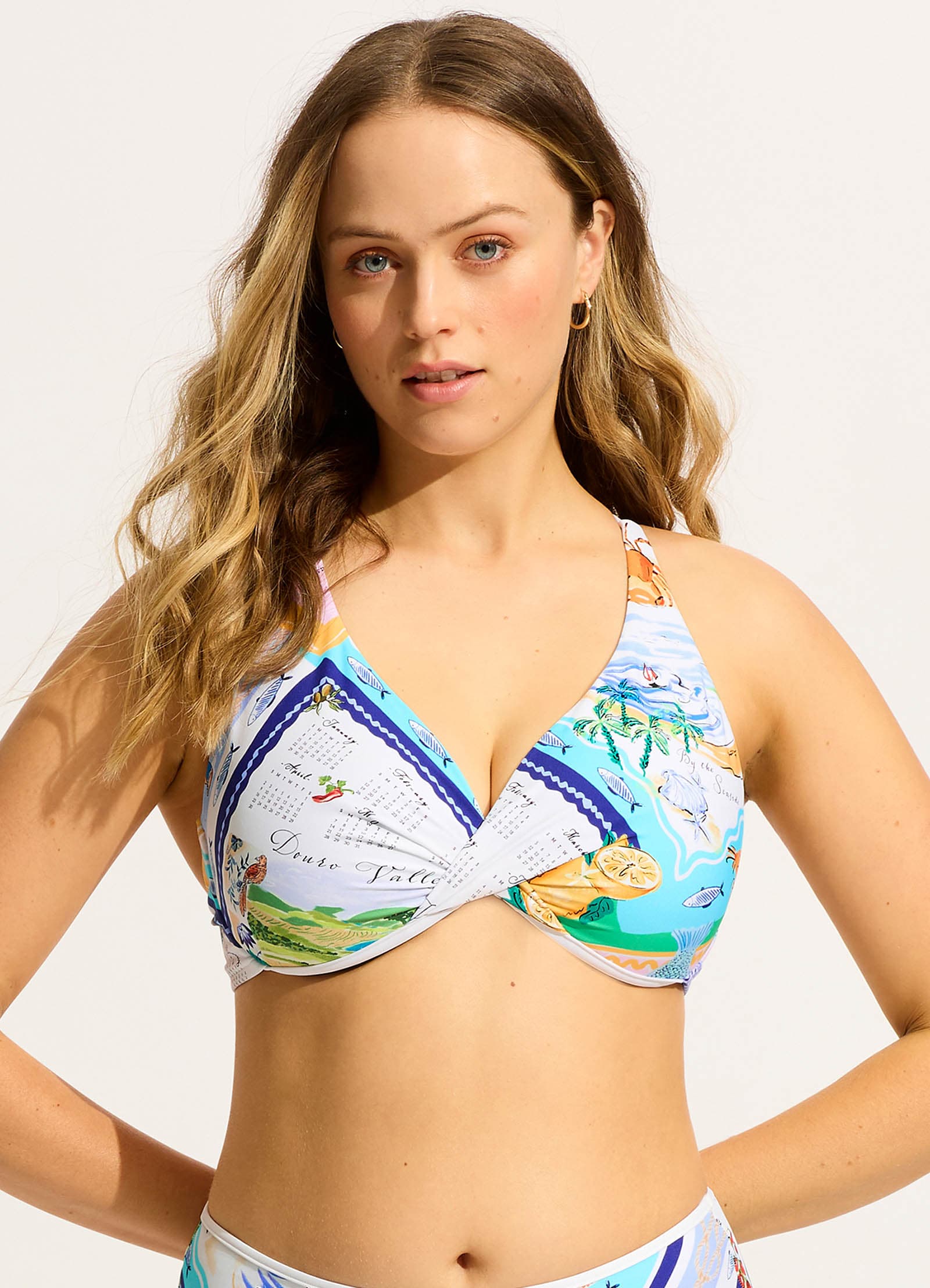 Wish You Were Here Wrap Front F Cup Bikini Top - Atoll Blue - Image 2