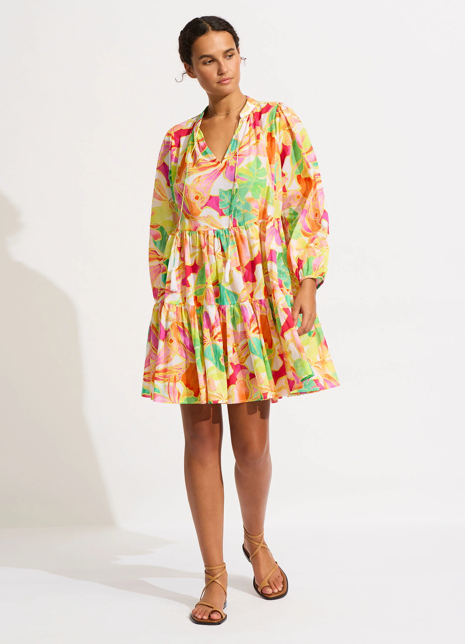 Wonderland Tiered Mini Dress - Fuchsia Rose - Image 2