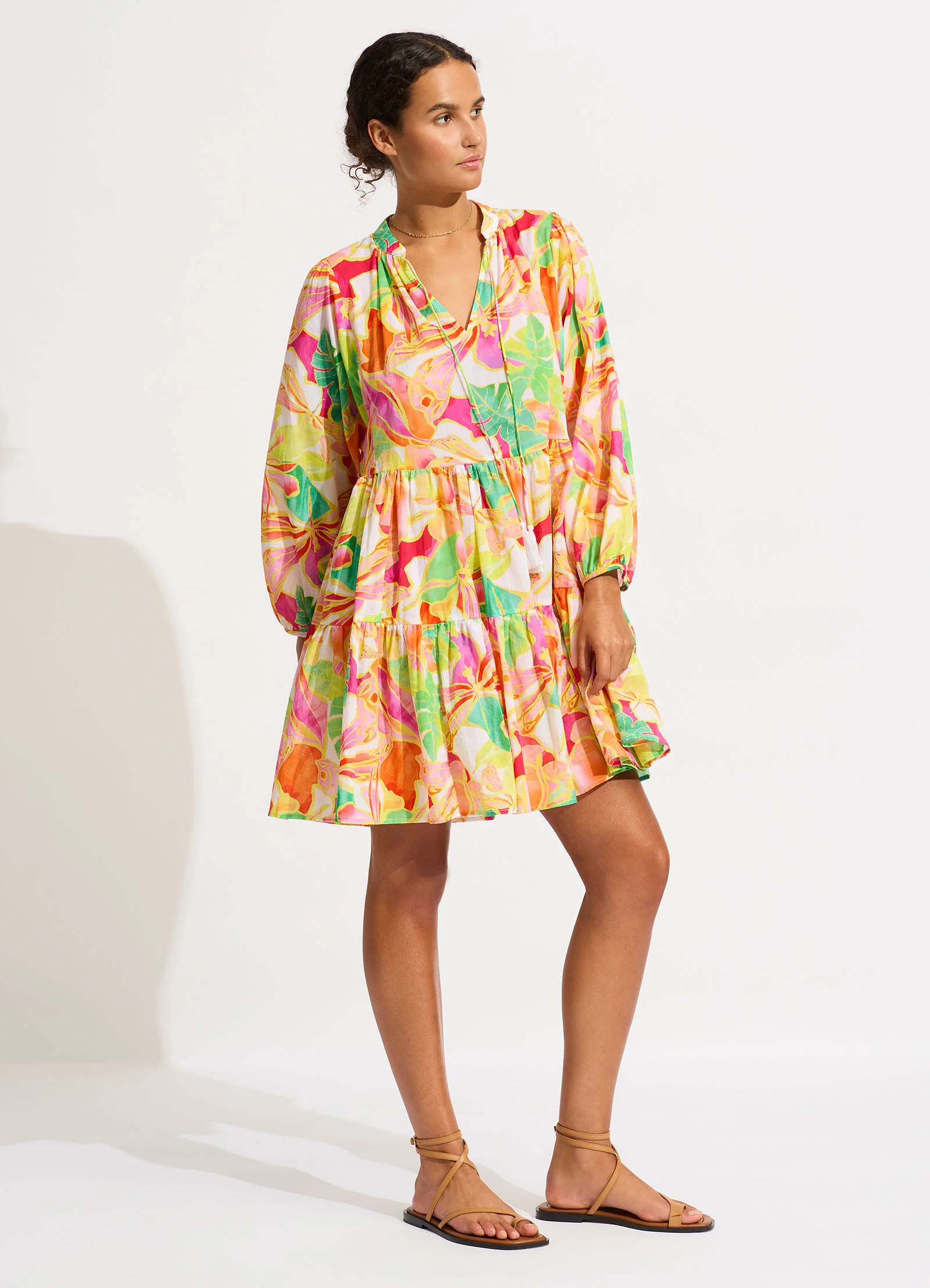 Wonderland Tiered Mini Dress - Fuchsia Rose - Image 3