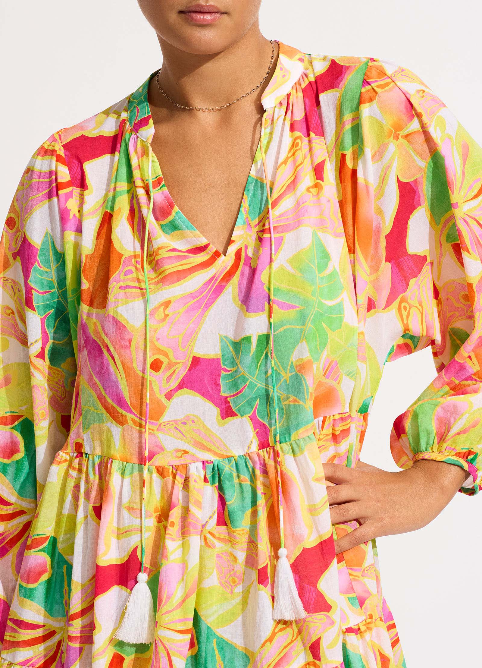 Wonderland Tiered Mini Dress - Fuchsia Rose - Image 5