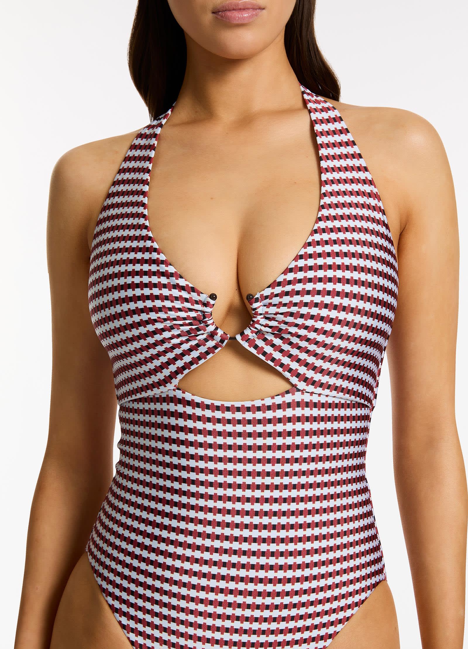 Zarla Geo Halter Tie One Piece - Ruby - Image 5