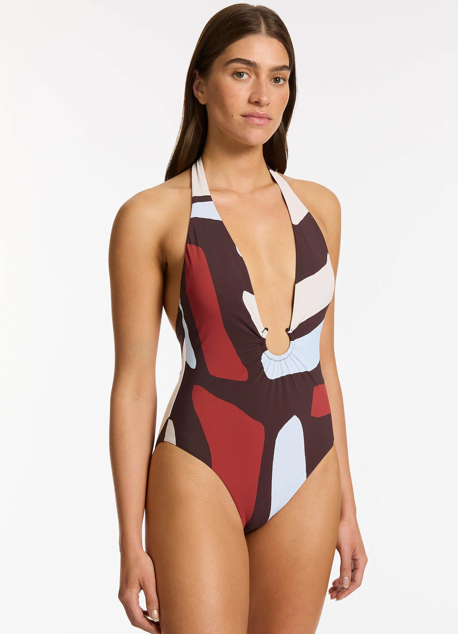 Zarla Plunge One Piece - Ruby - Image 3
